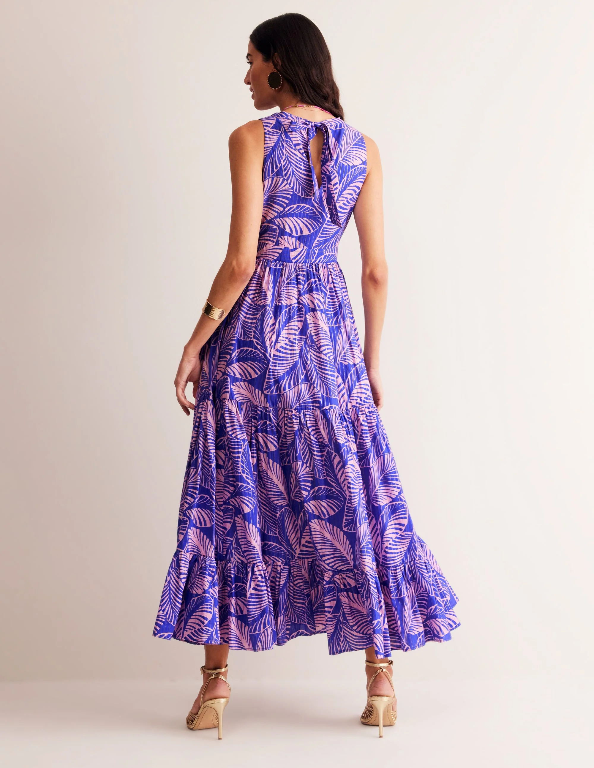 Serena Cotton Tie Maxi Dress-Surf The Web, Calathea Leaf - Image 3