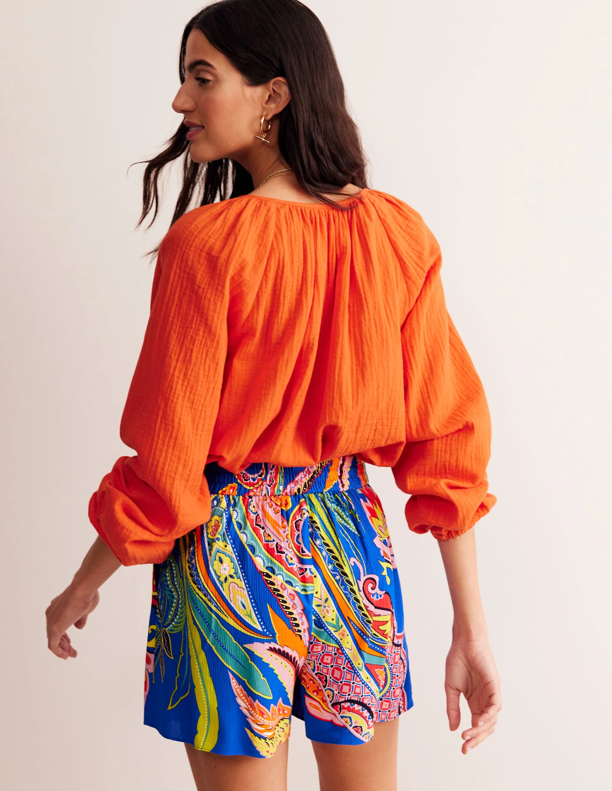 Serena Double Cloth Blouse-Mandarin Orange - Image 3