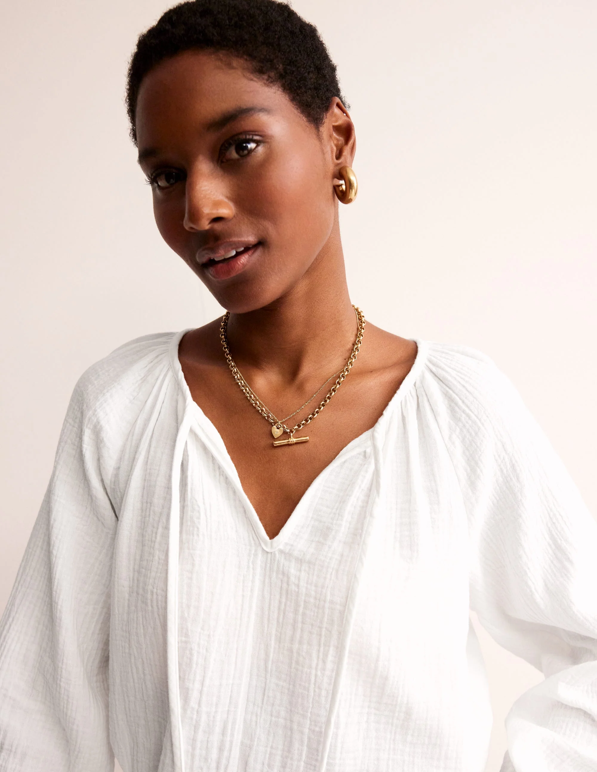 Serena Double Cloth Blouse-White