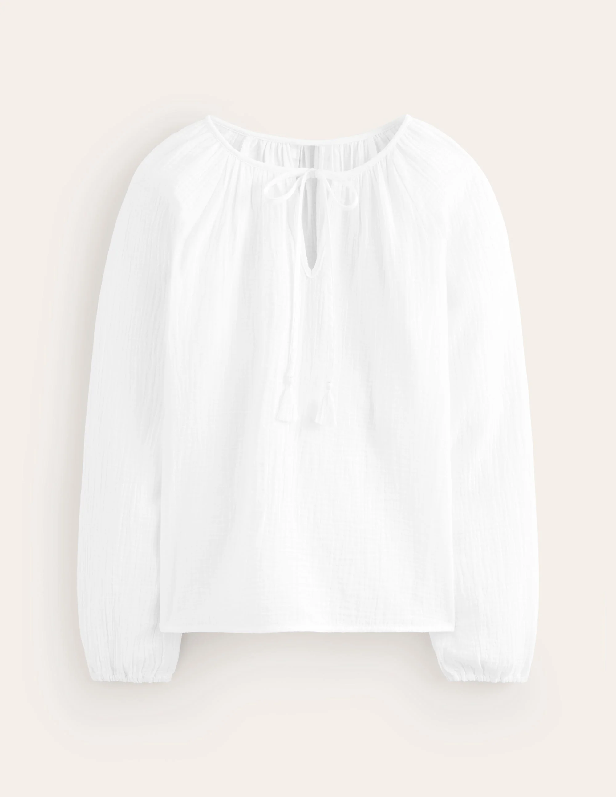 Serena Double Cloth Blouse-White - Image 5
