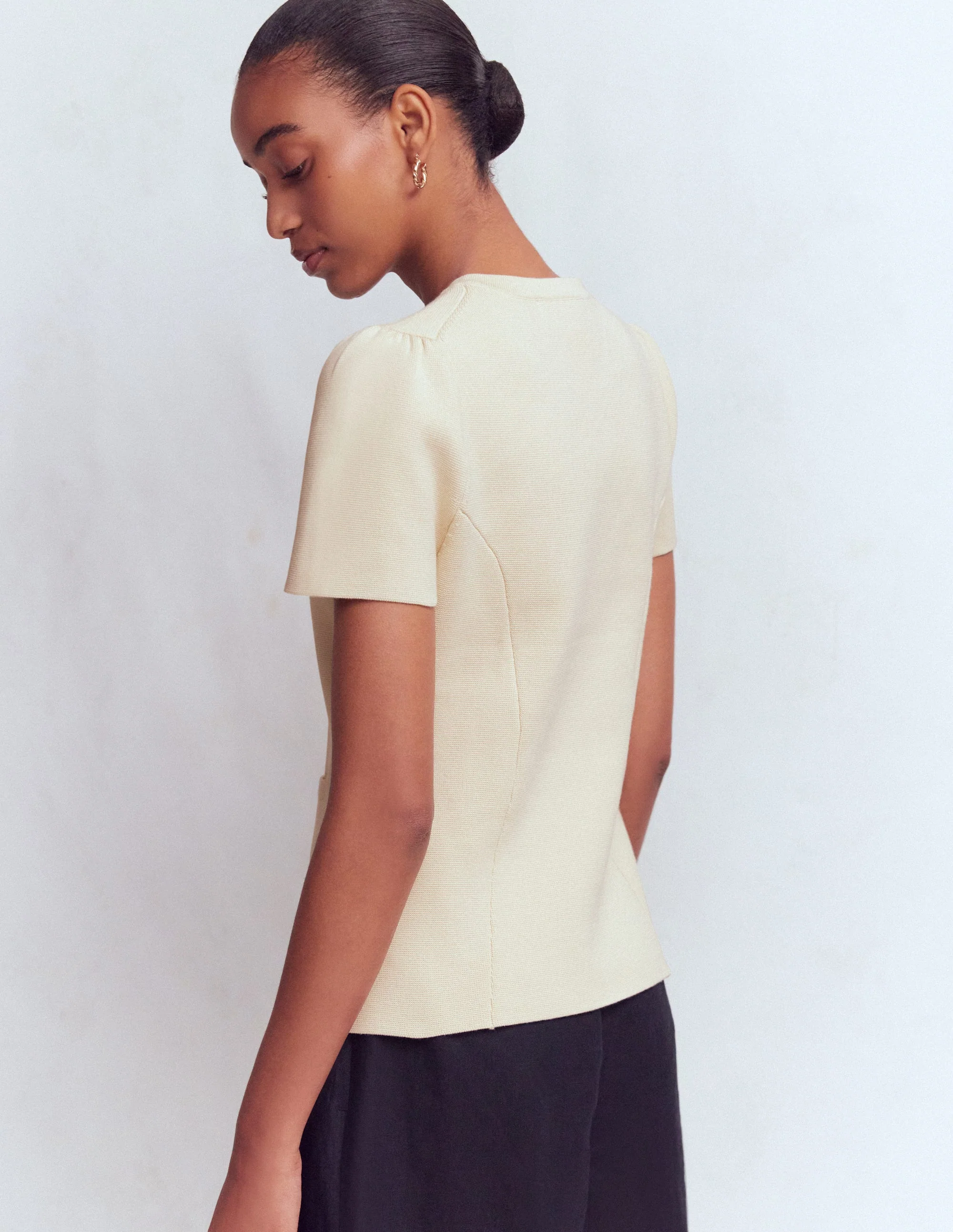 Short Sleeve Knitted Jacket-Ivory - Image 3