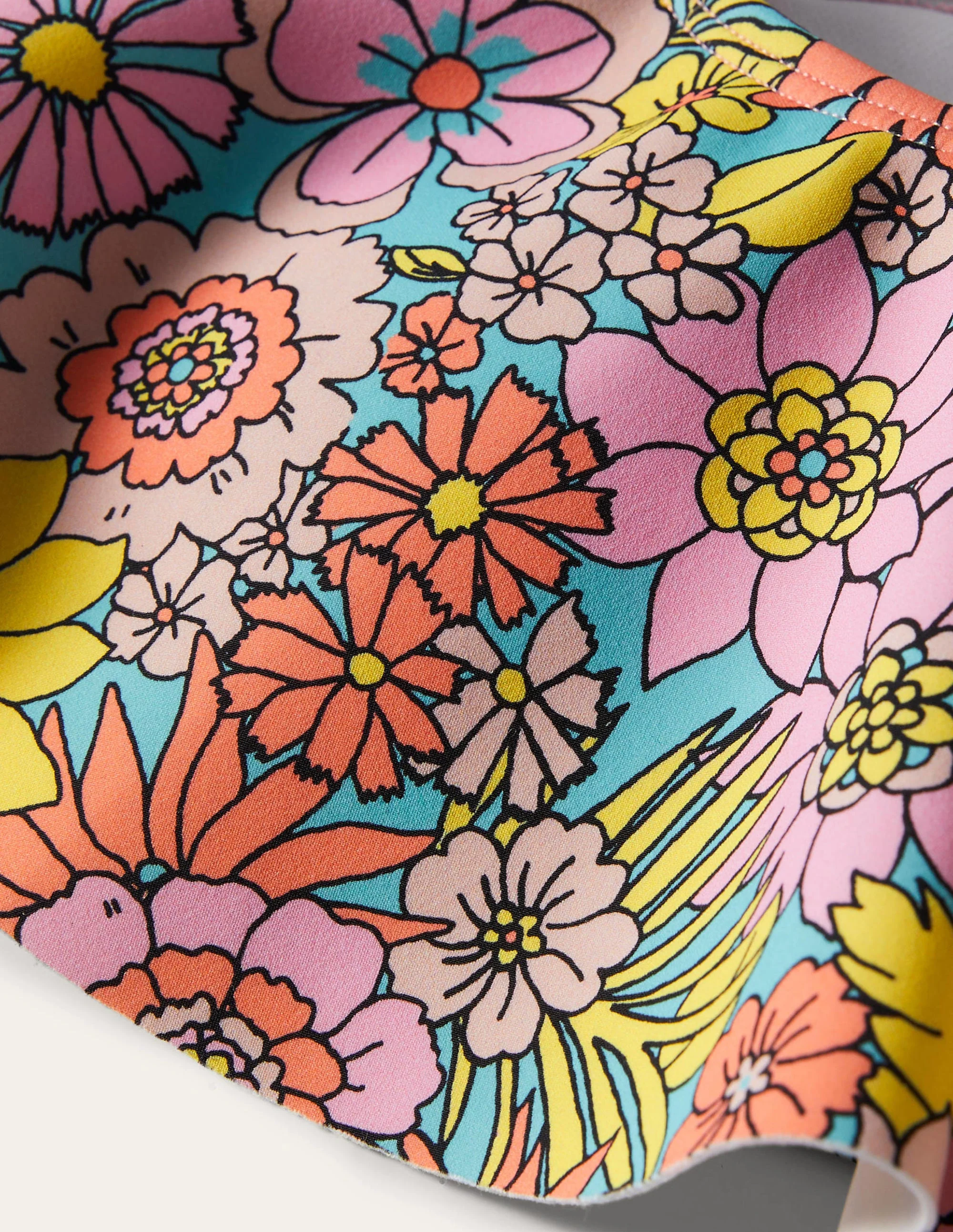 Siena Ruffle Bardot Bikini Top-Bonbon, Bloom Garden - Image 12
