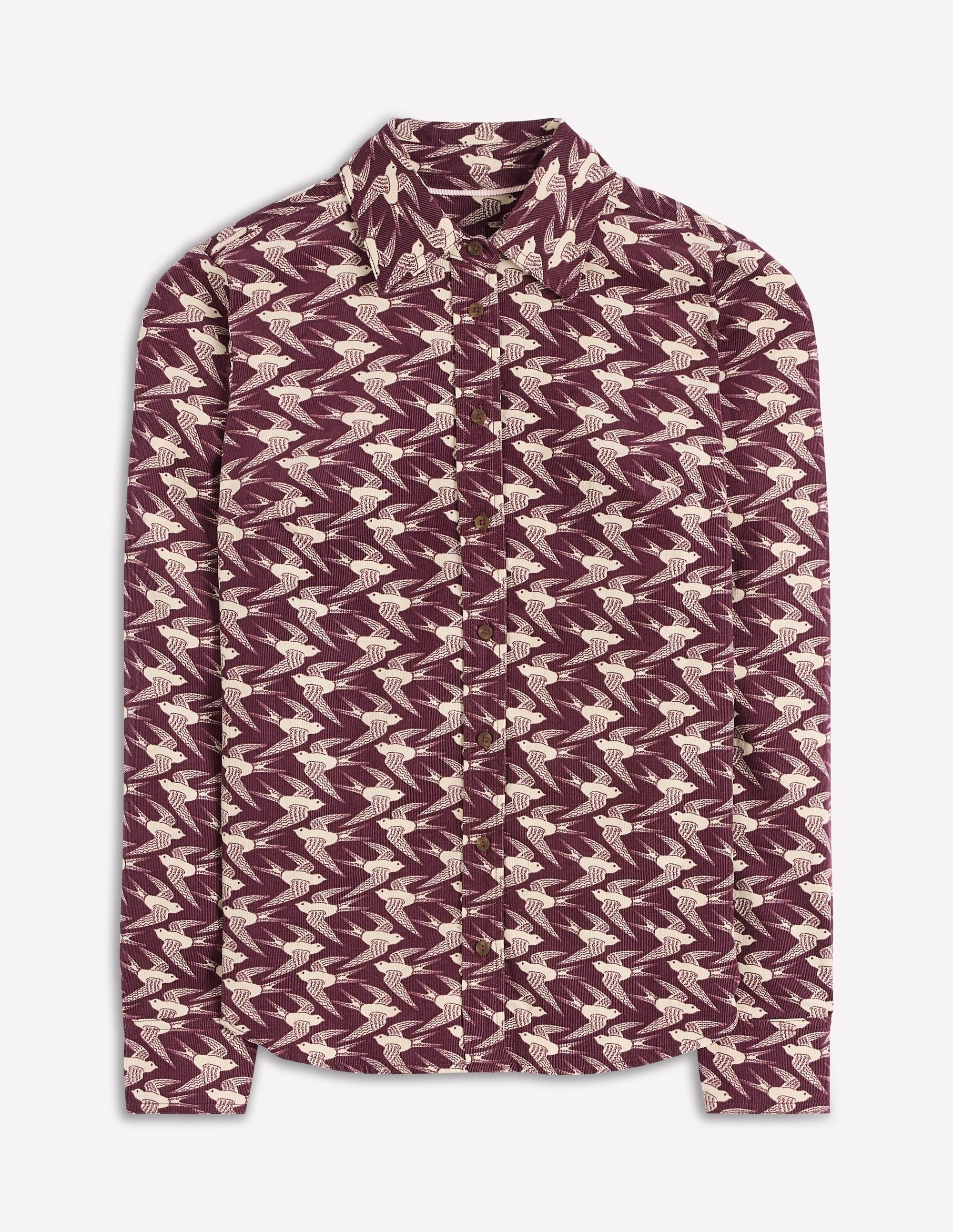 Sienna Cord Shirt-Dark Cherry, Swooping Swallow - Image 5