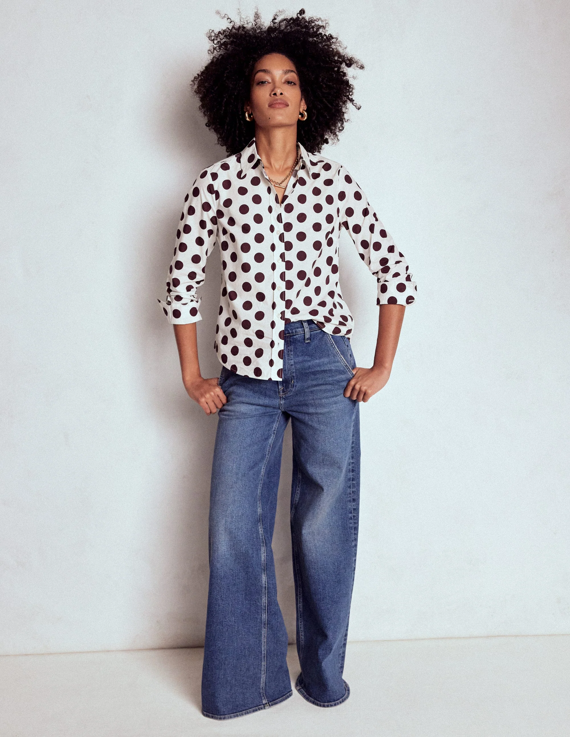 Sienna Cotton Shirt-Deep Wisteria, Spots - Image 4