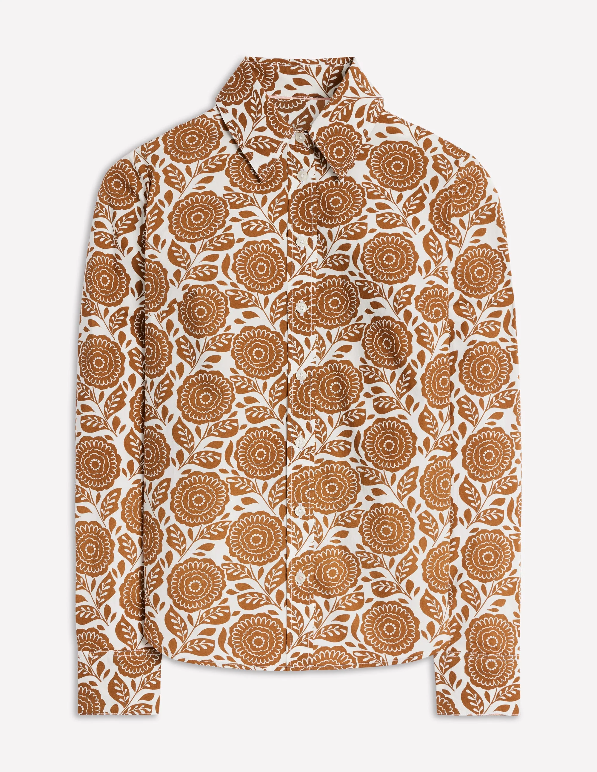 Sienna Cotton Shirt-Gingerbread, Dahlia Stamp - Image 6