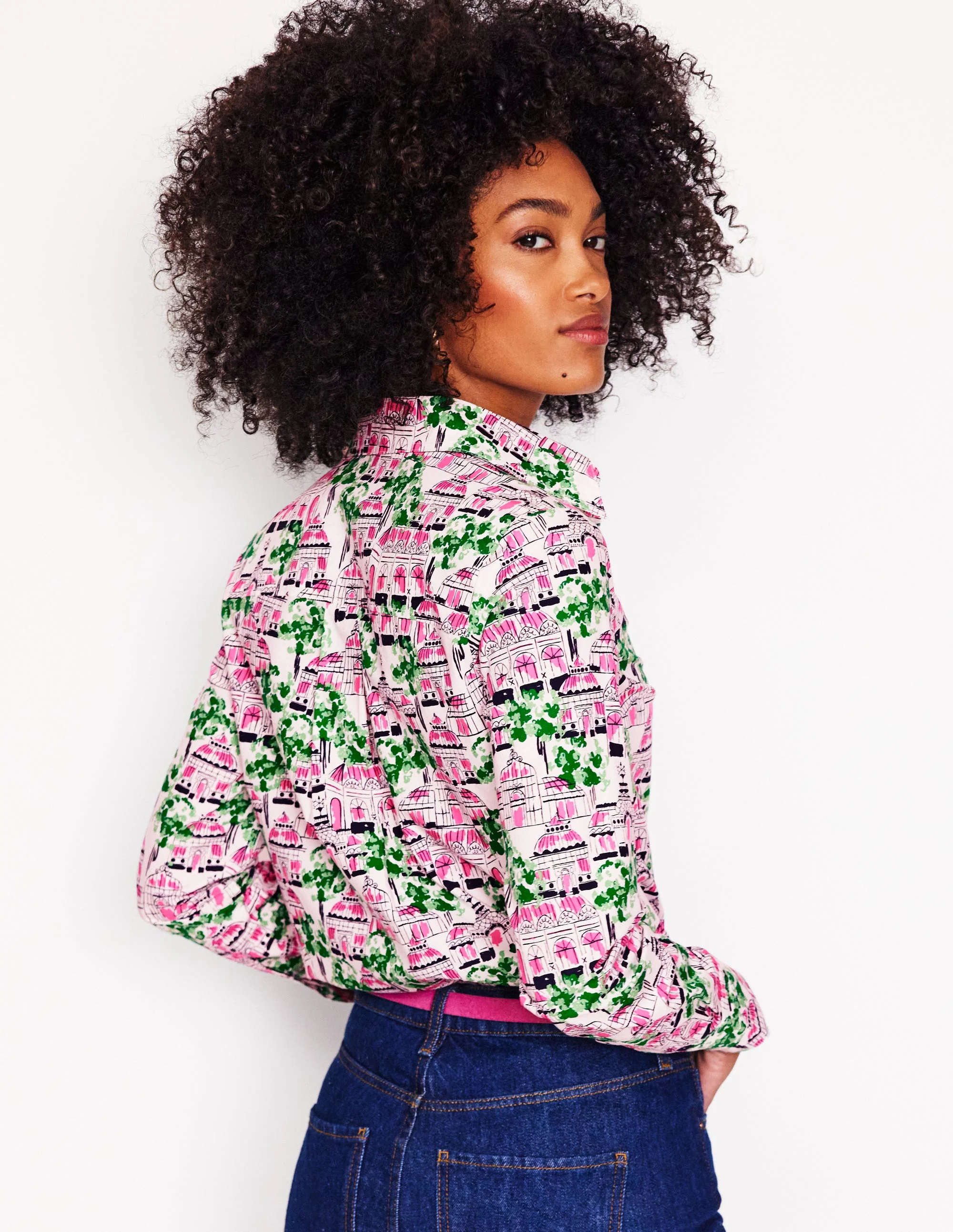 Sienna Cotton Shirt-Ivory, Botanical Greenhouse - Image 3