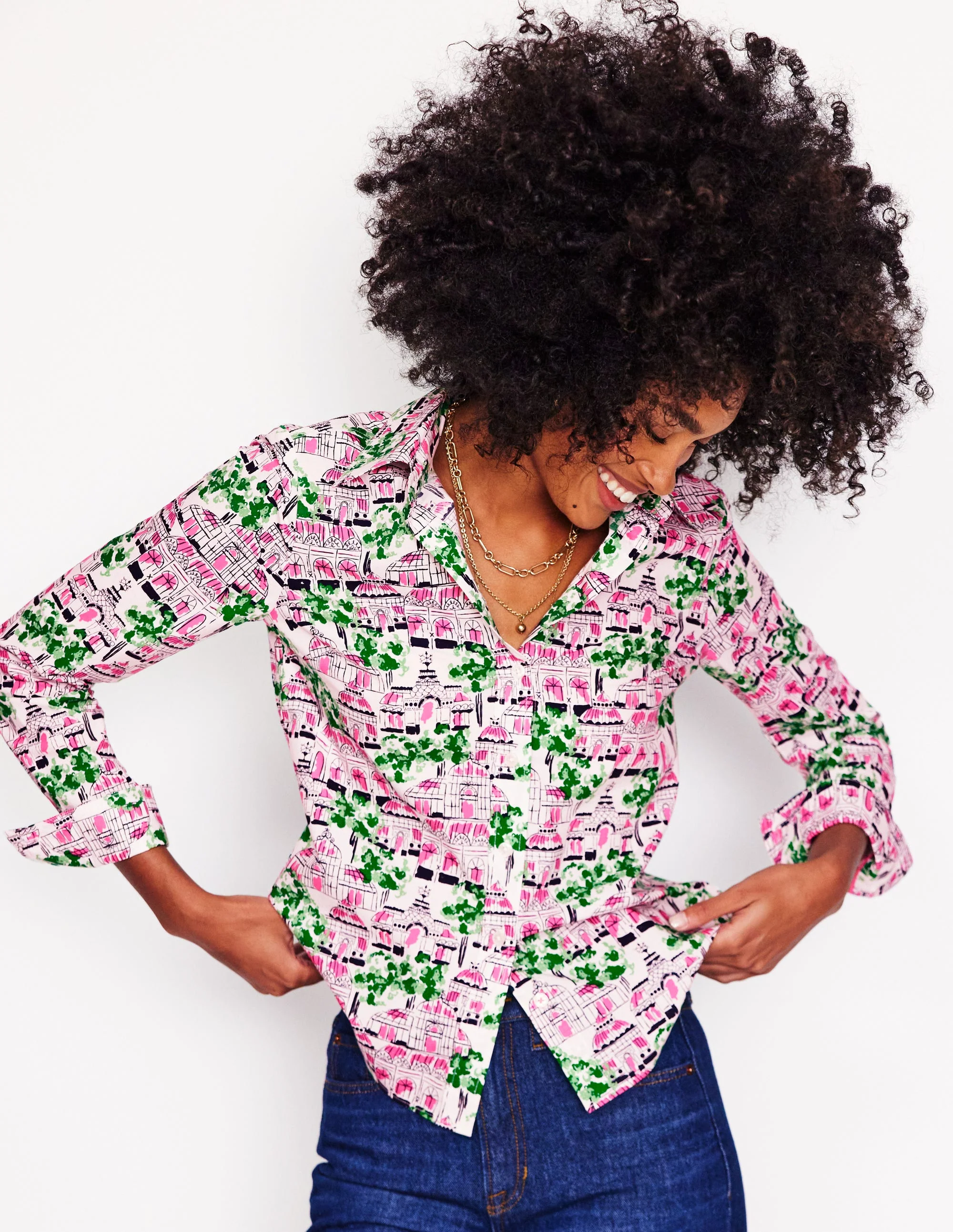 Sienna Cotton Shirt-Ivory, Botanical Greenhouse - Image 4