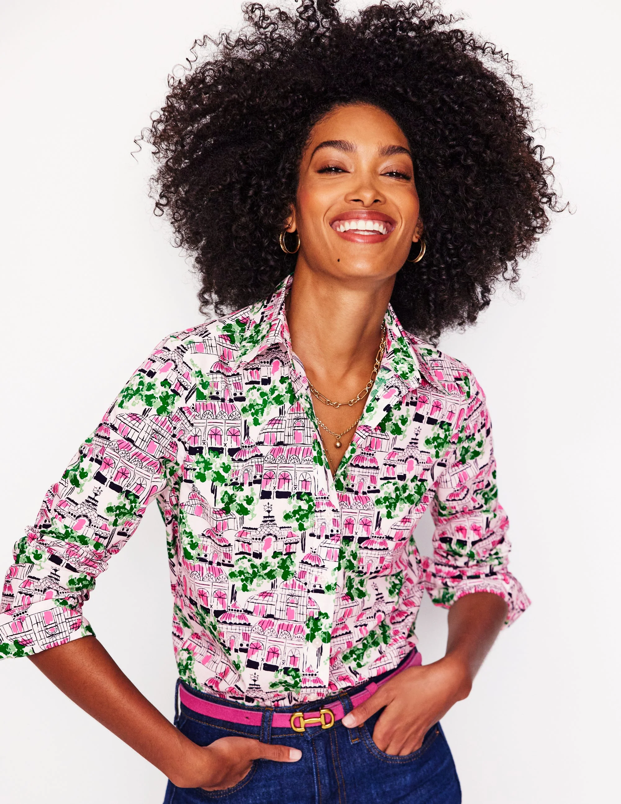 Sienna Cotton Shirt-Ivory, Botanical Greenhouse - Image 5