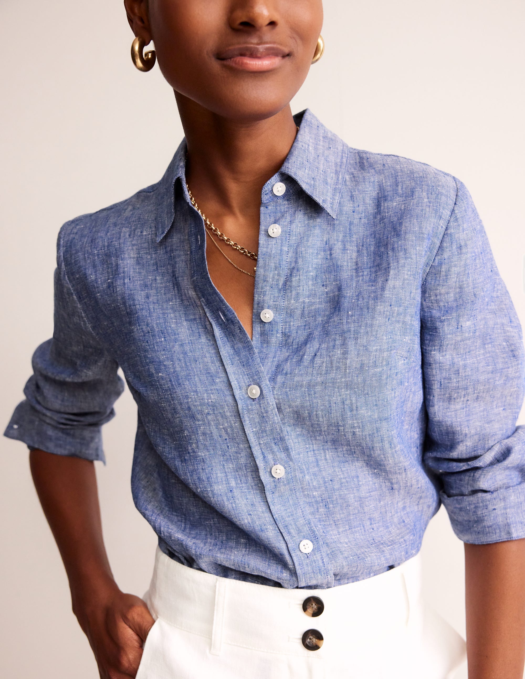 Sienna Linen Shirt-Authentic Blue - Image 2