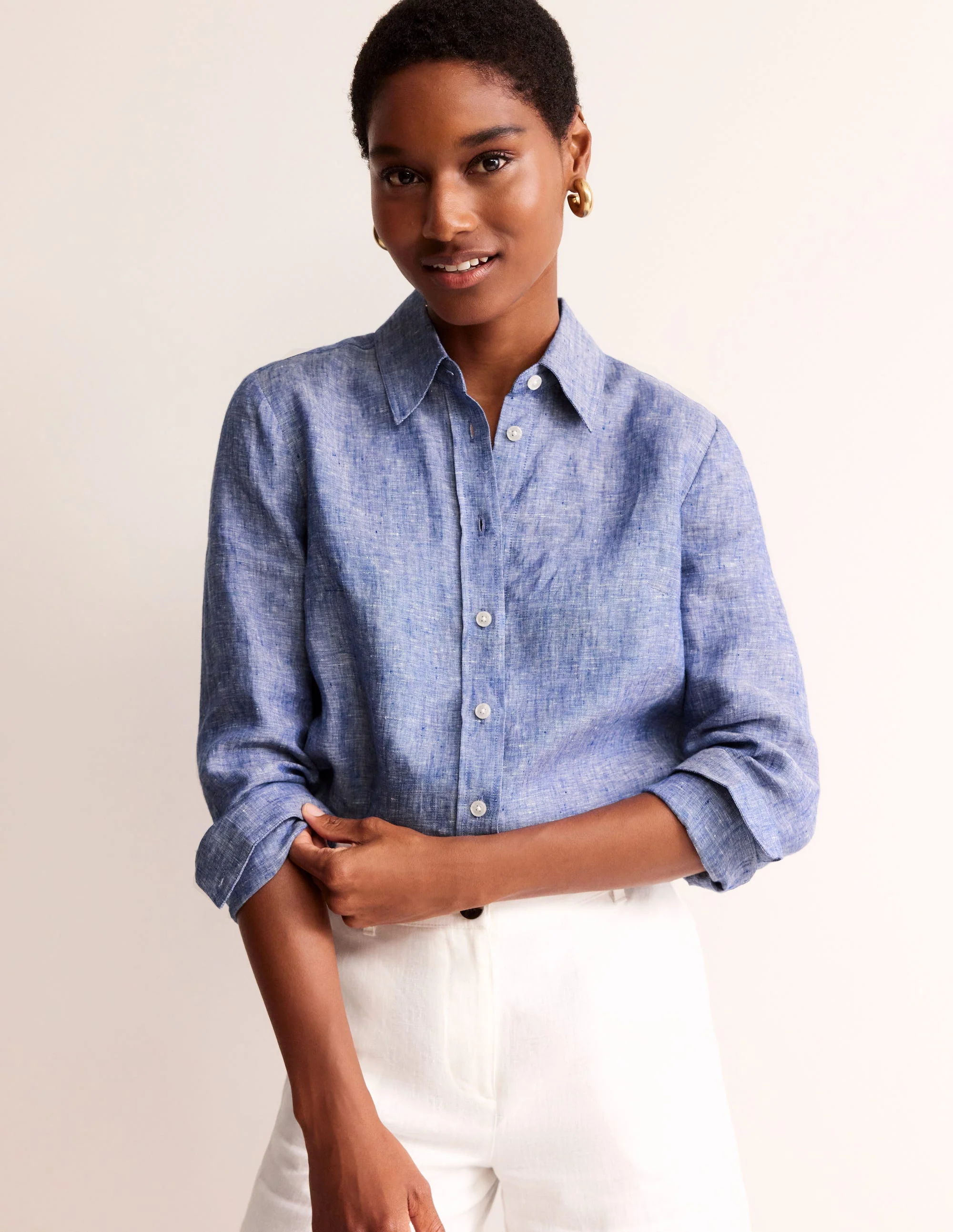 Sienna Linen Shirt-Authentic Blue - Image 4