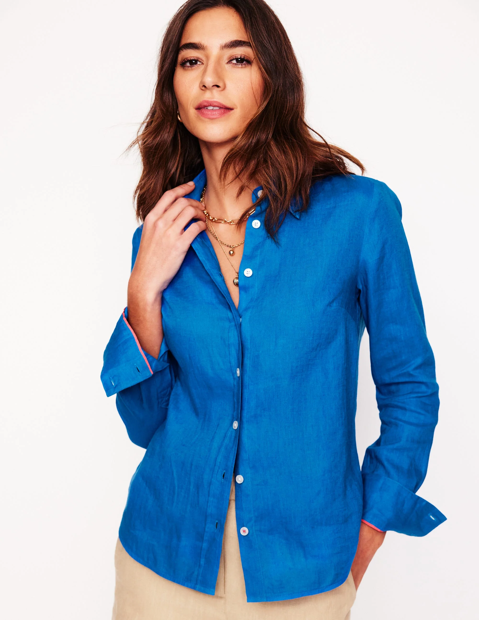 Sienna Linen Shirt-Cerulean Blue - Image 4