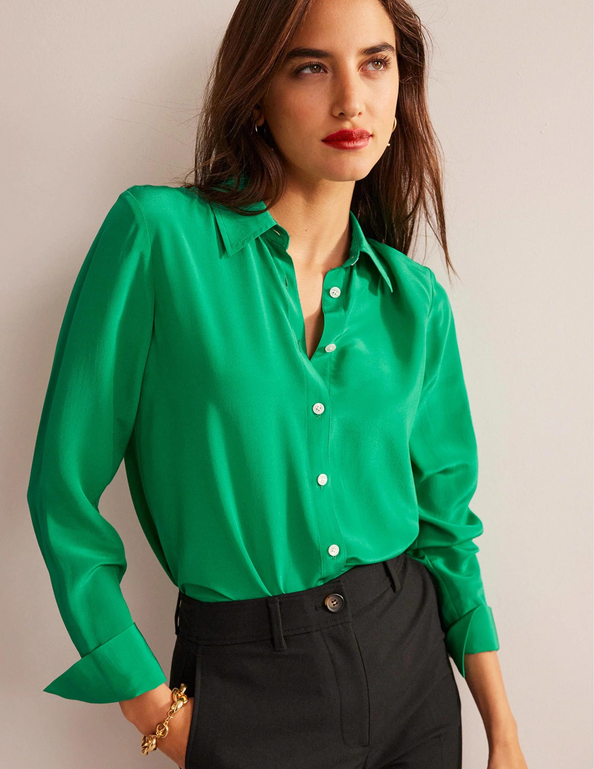 Sienna Silk Shirt-Meadow Green - Image 4