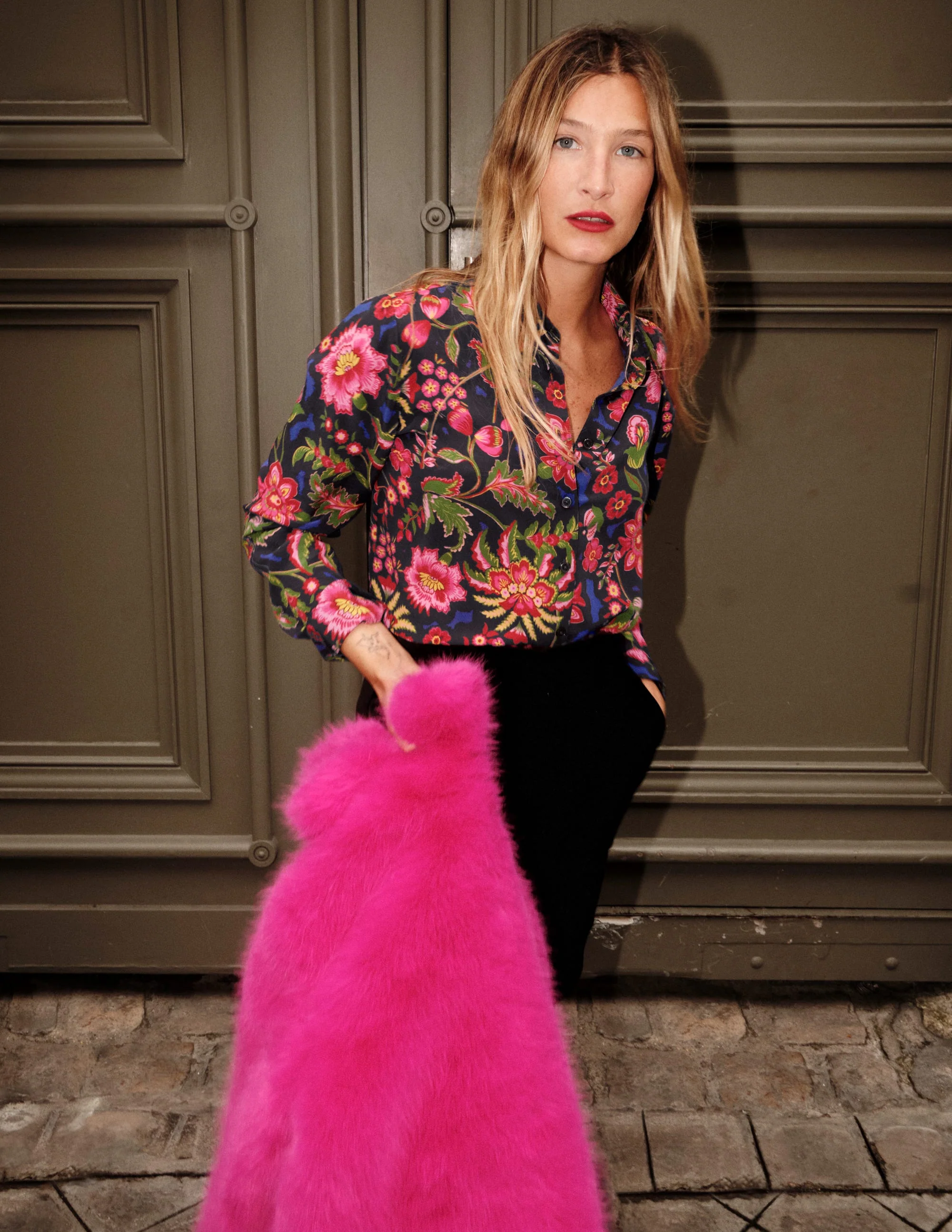 Sienna Silk Shirt-Multi, Blossom Flourish - Image 6