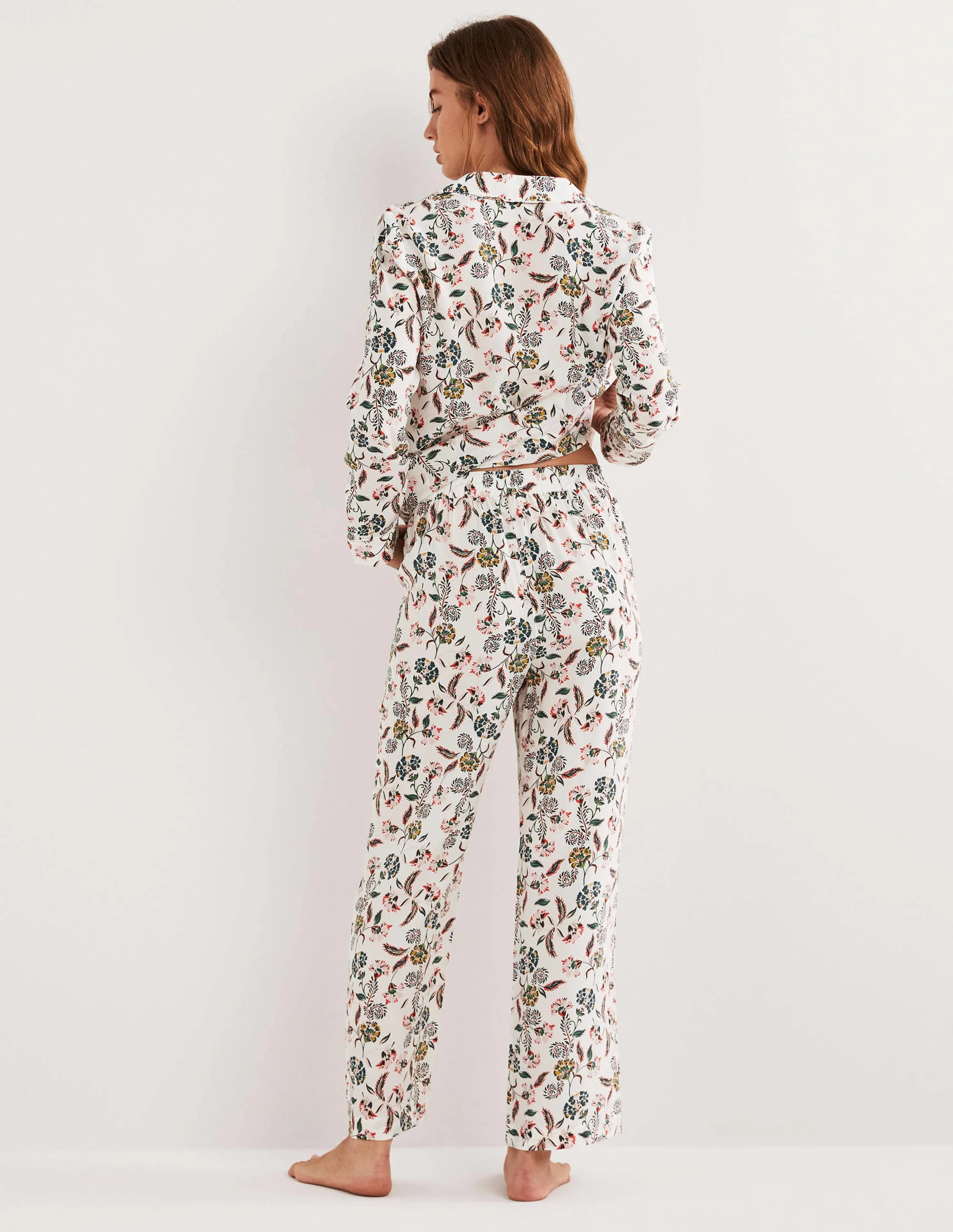 Silk Pajama Set-Ivory, Blossom Pome - Image 4