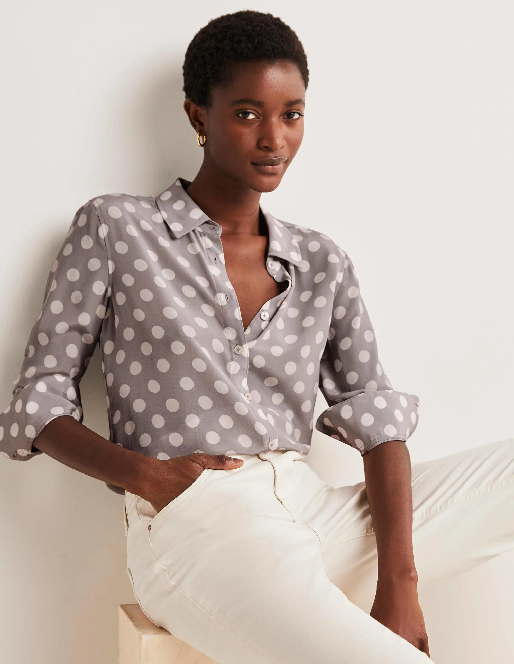 Silk Shirt-Grey Spot