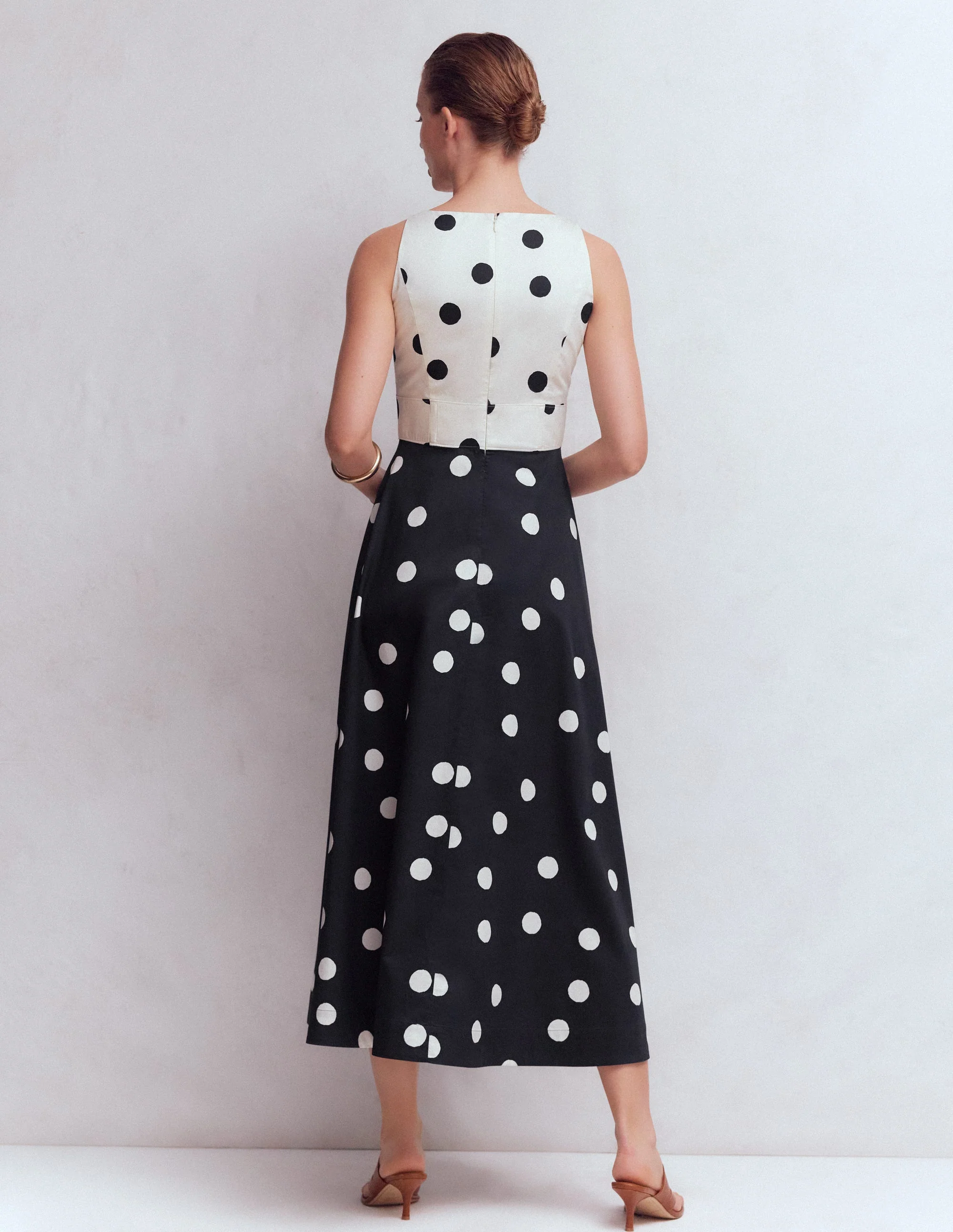 Silvia Boned Bodice Maxi Dress-French Navy Painted Spaced Dot - Image 3