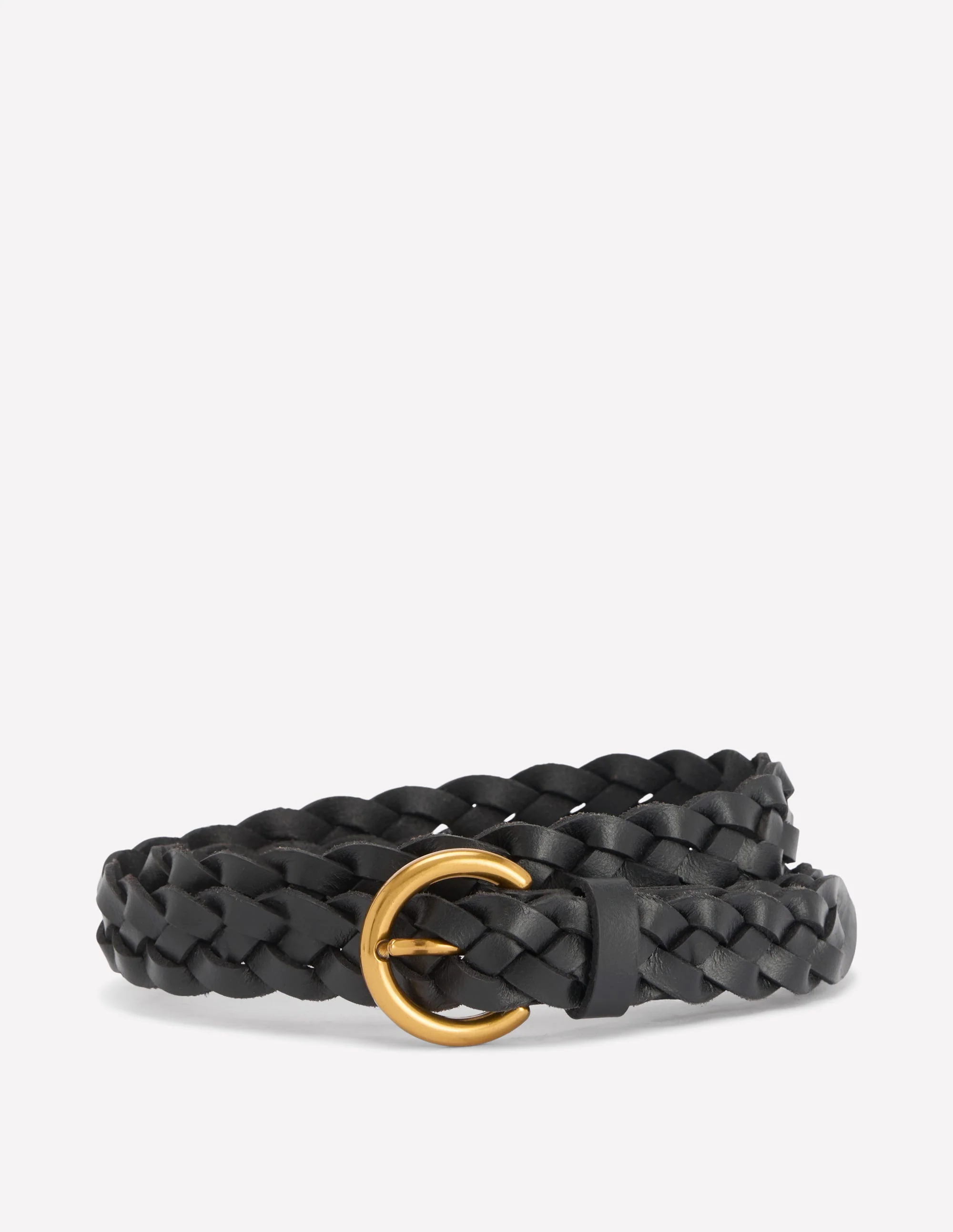 Skinny Plaited Belt-Black