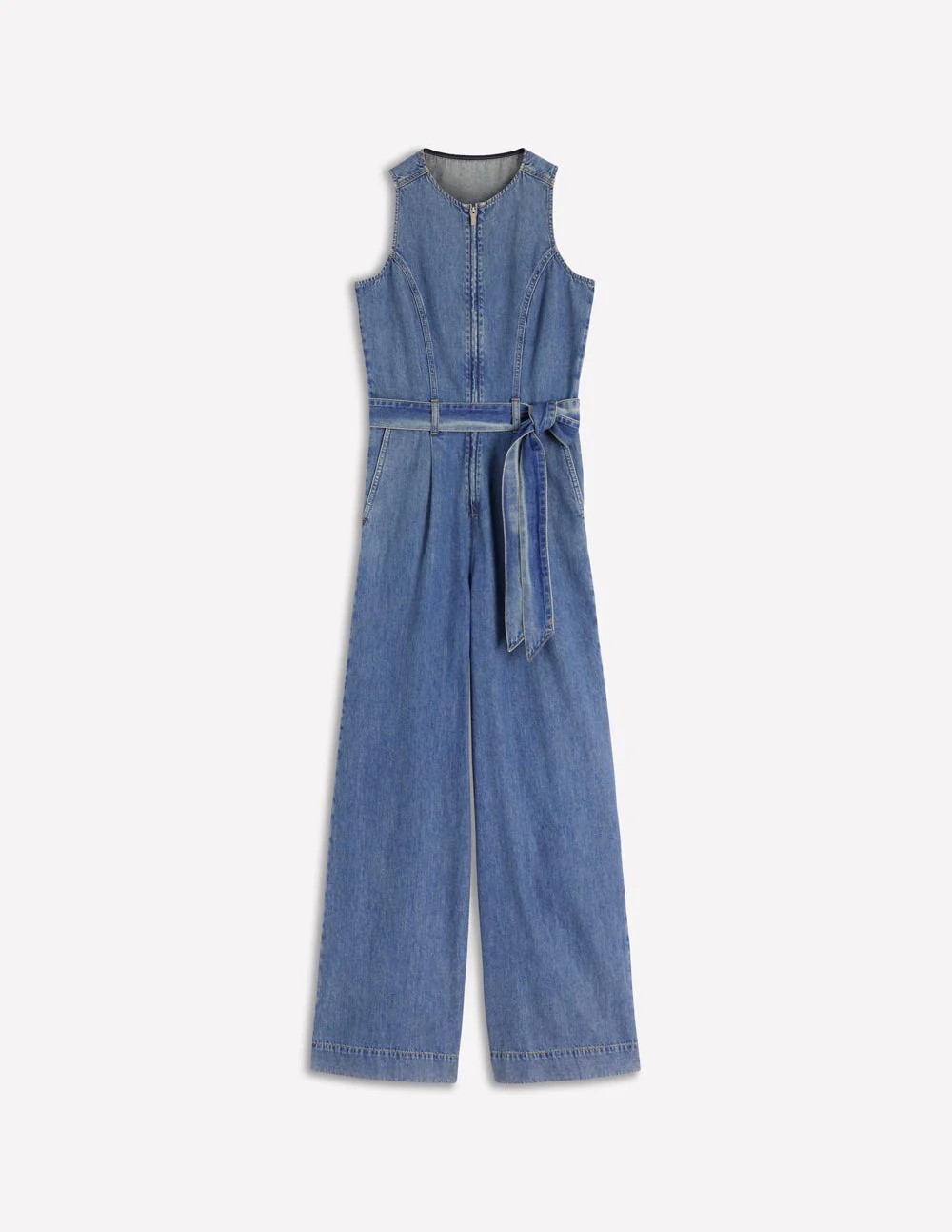 Sleeveless Denim Jumpsuit-Mid Vintage Wash - Image 6