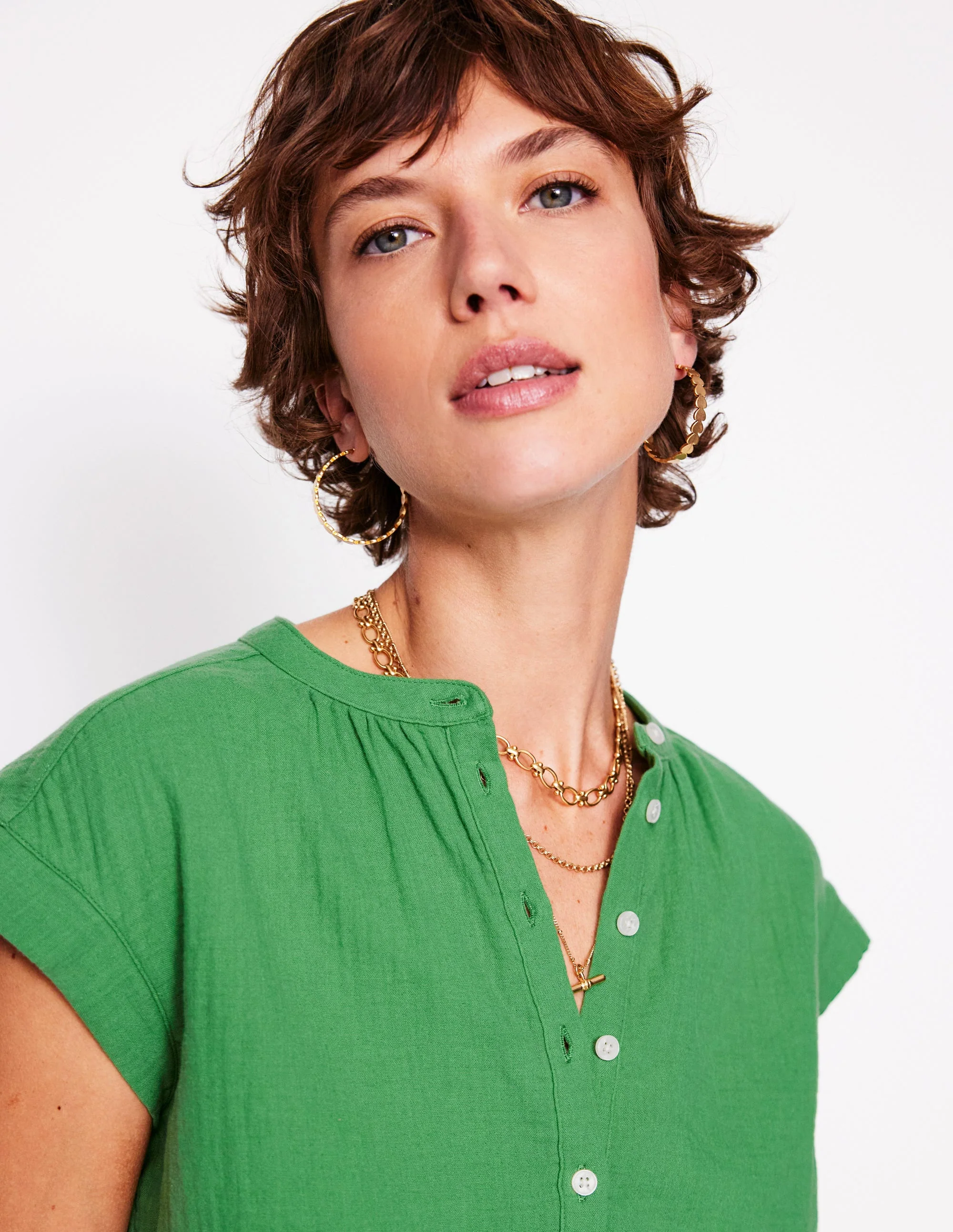 Sleeveless Double Cloth Top-Paradise Green - Image 2