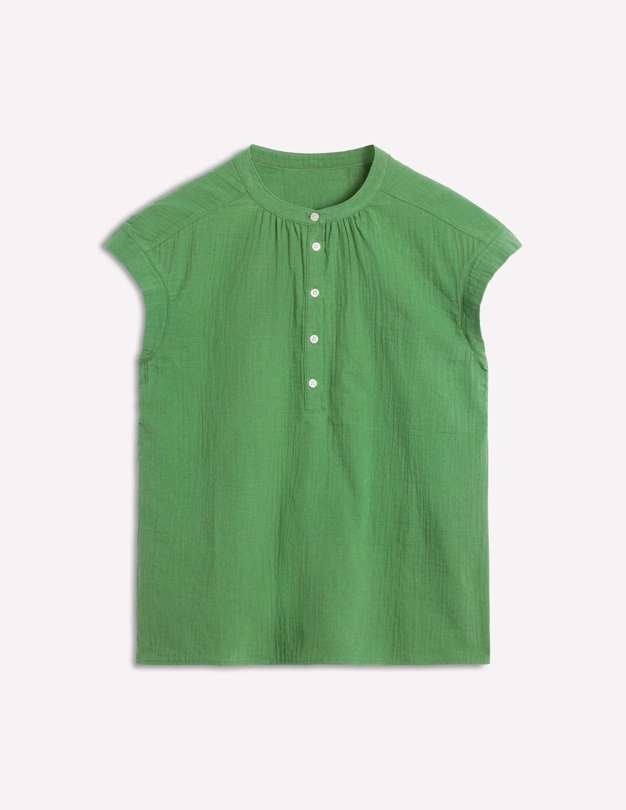 Sleeveless Double Cloth Top-Paradise Green - Image 5