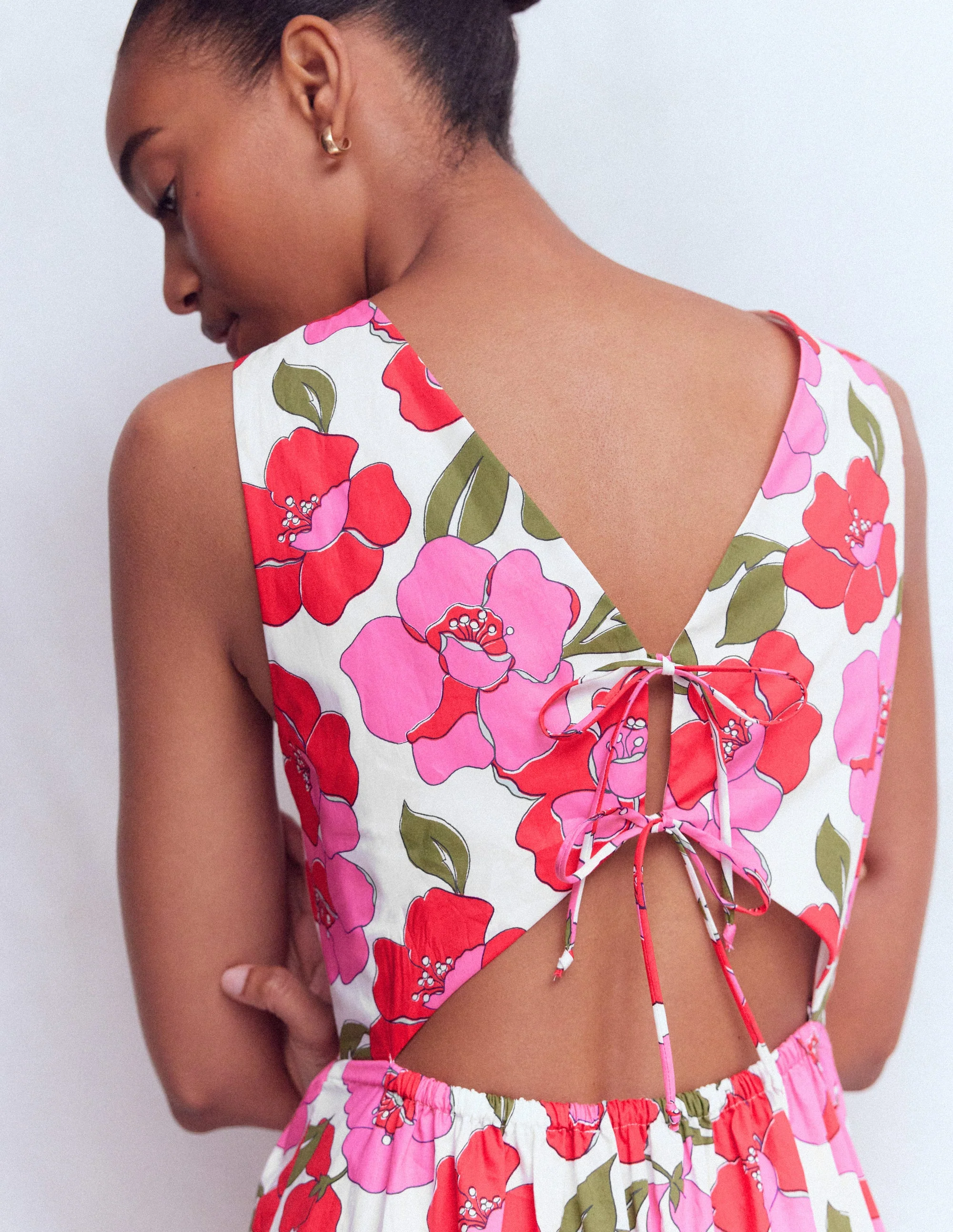 Sleeveless Poplin Dress-Pink Radiant Bloom - Image 2