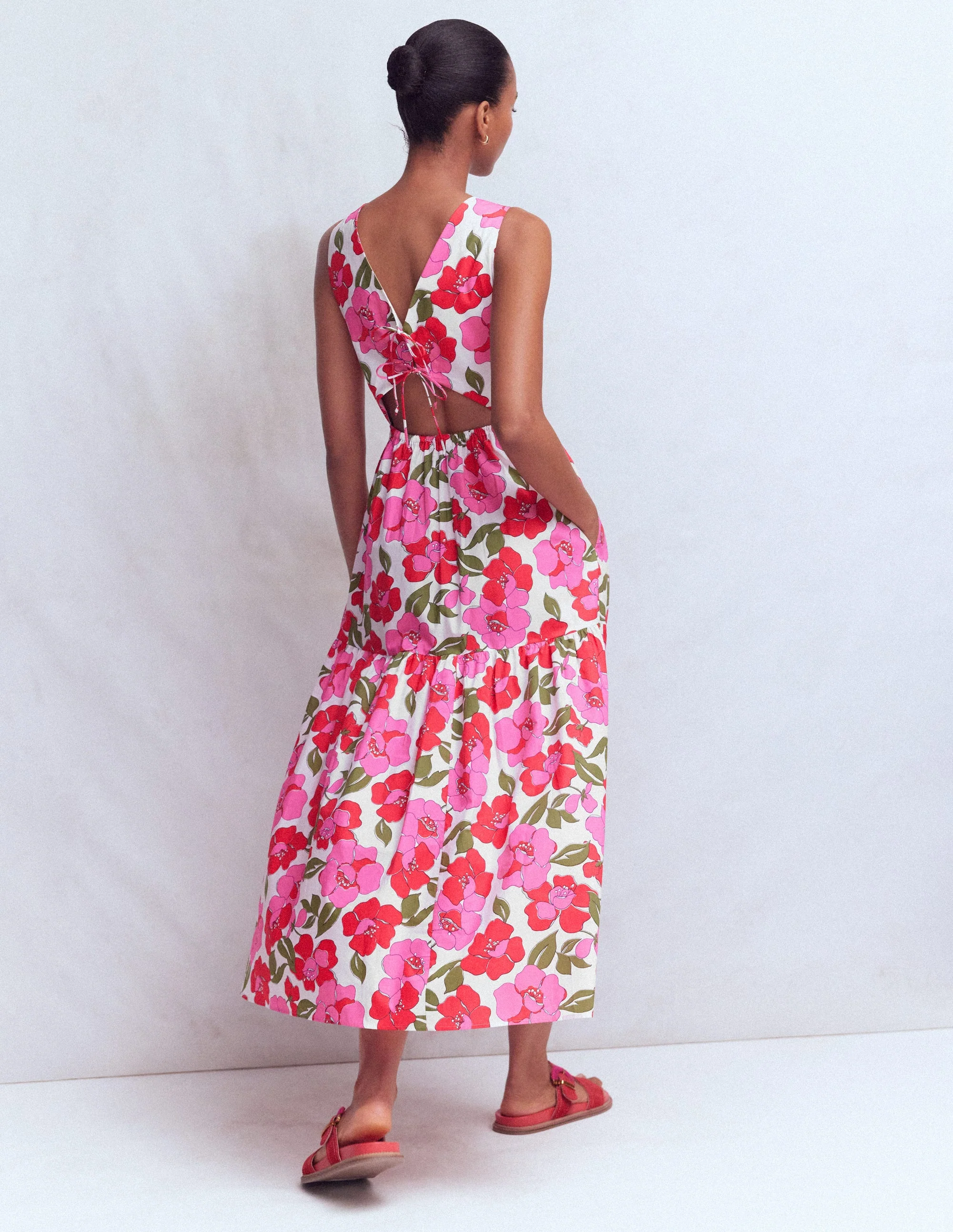 Sleeveless Poplin Dress-Pink Radiant Bloom - Image 3