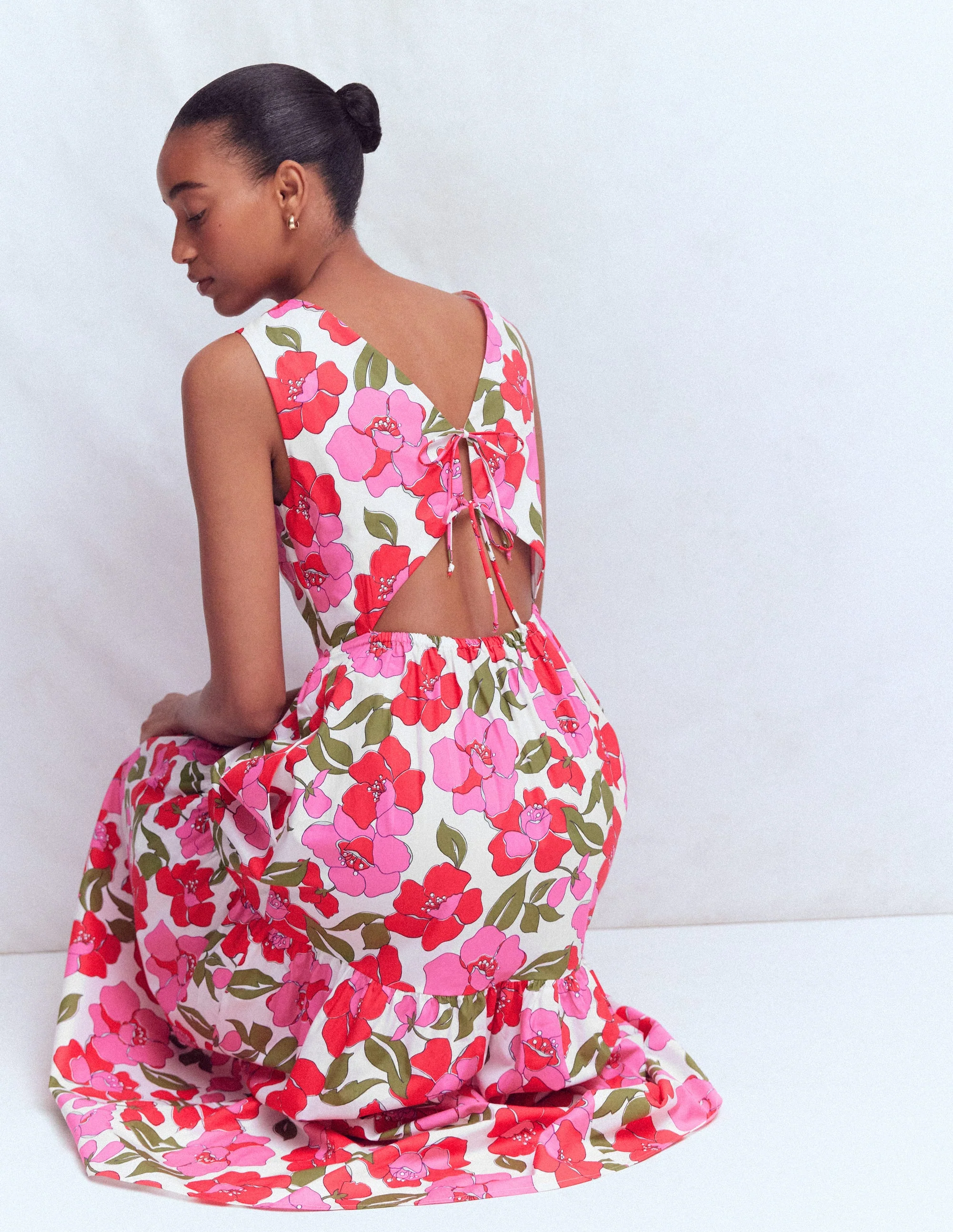 Sleeveless Poplin Dress-Pink Radiant Bloom - Image 4