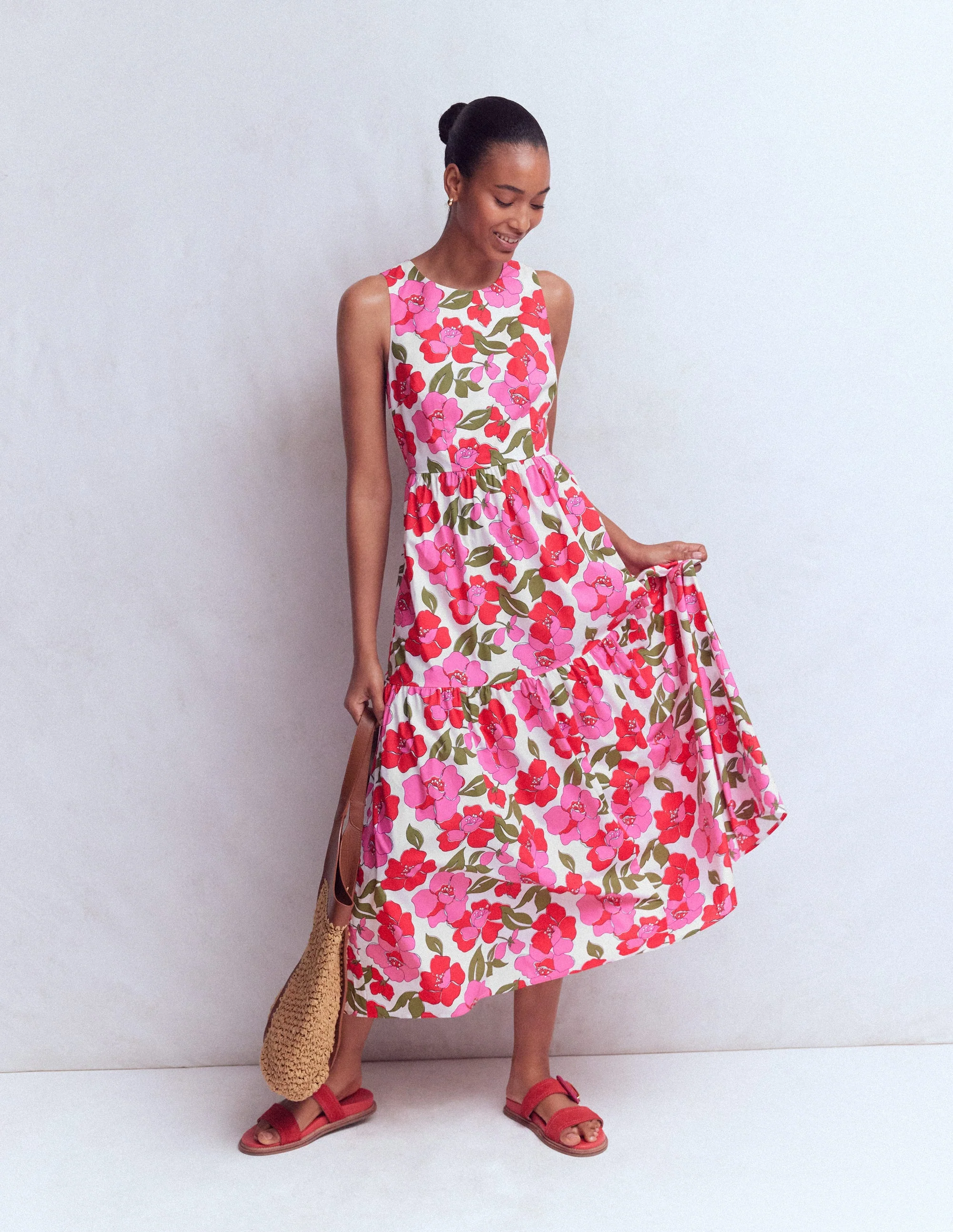 Sleeveless Poplin Dress-Pink Radiant Bloom - Image 6