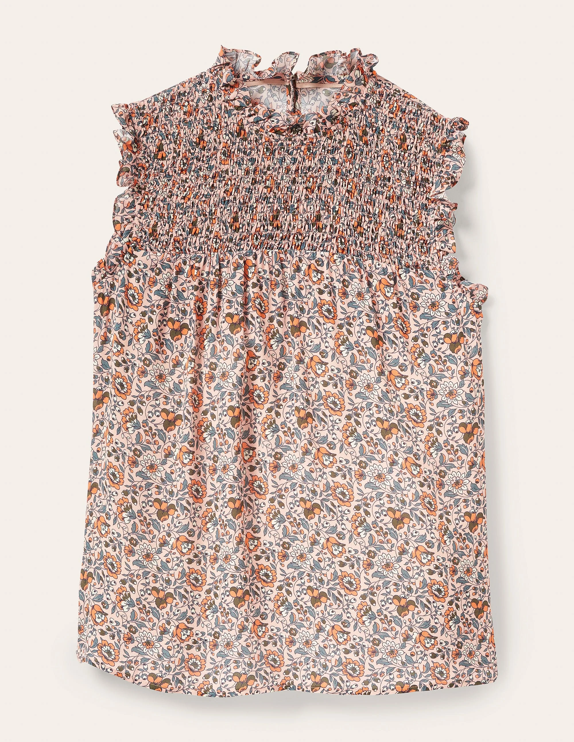 Sleeveless Smocked Top-Milkshake, Botanic Meadow - Image 9