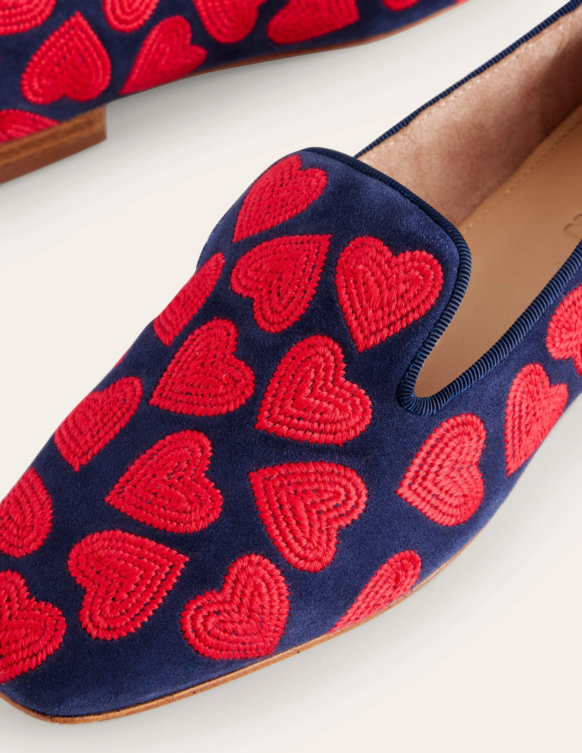 Slipper Cut Loafers-Navy, Red Heart - Image 5