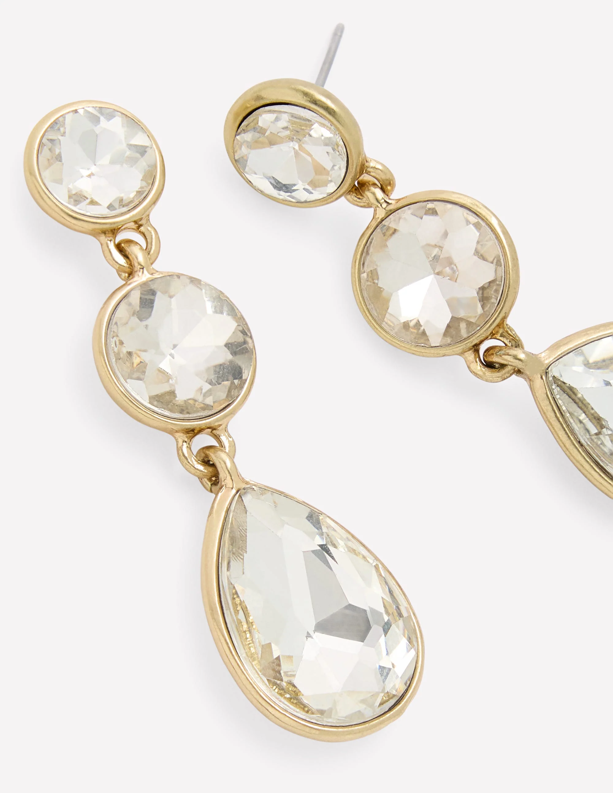 Small Jewel Drop Earrings-Clear - Image 3