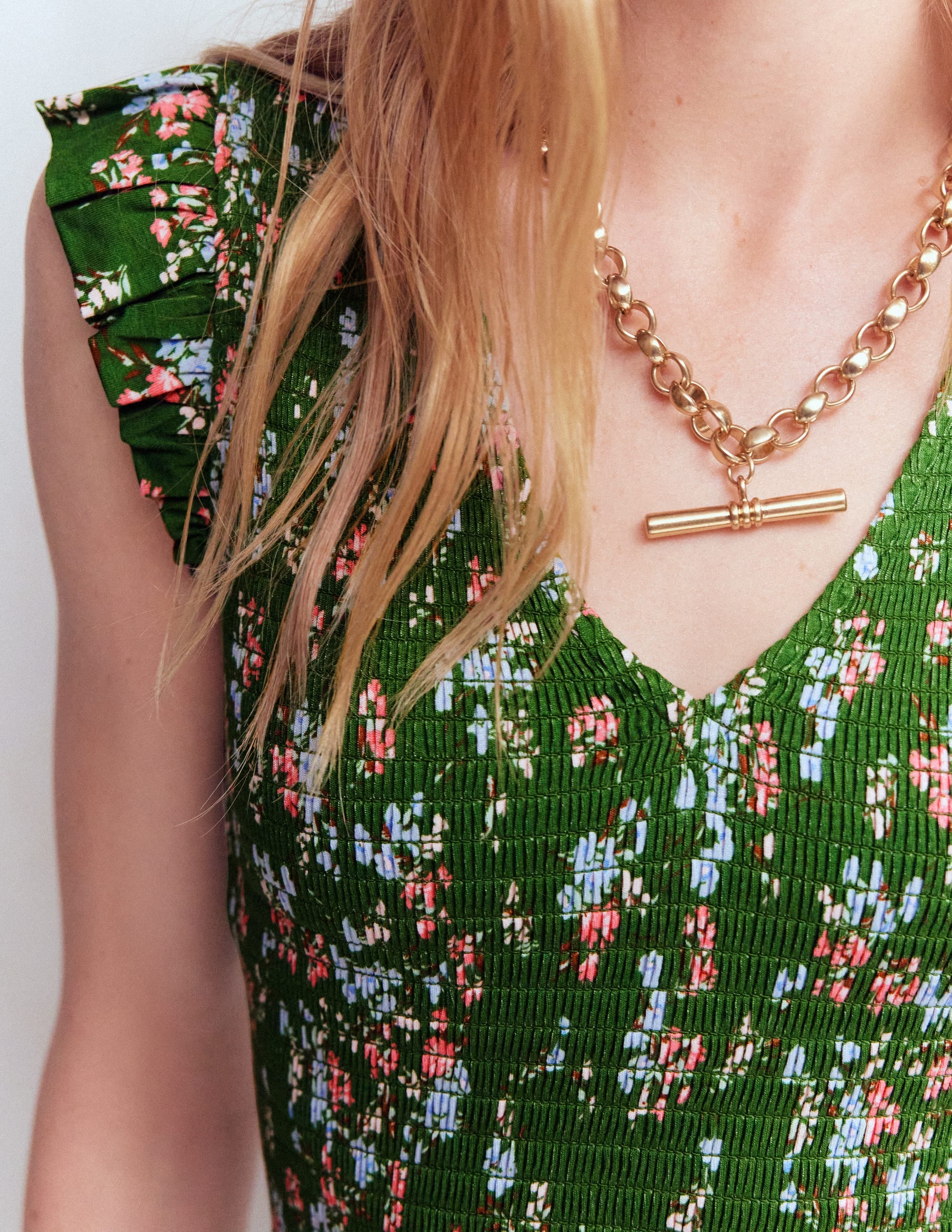 Smocked Jersey Midi Dress-Promenade Green, Bloom Scatter - Image 4