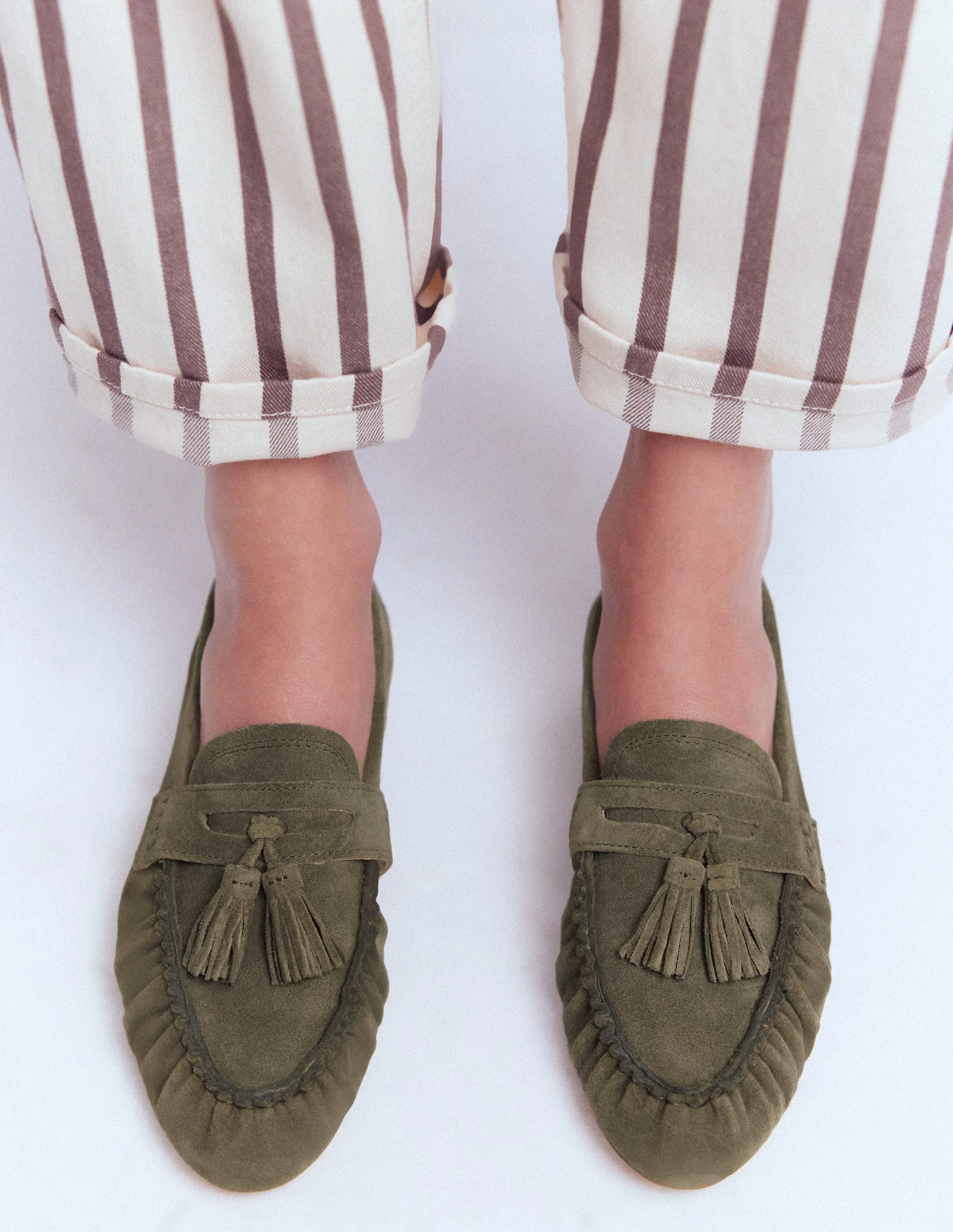 Soft Ruched Loafers-Deep Olive - Image 2