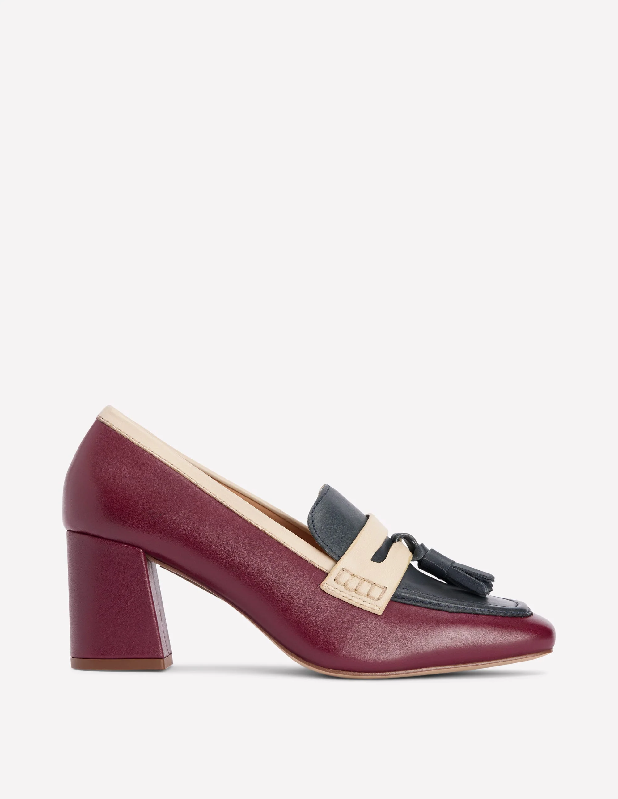 Sol Block Heeled Penny Loafers-Oxblood