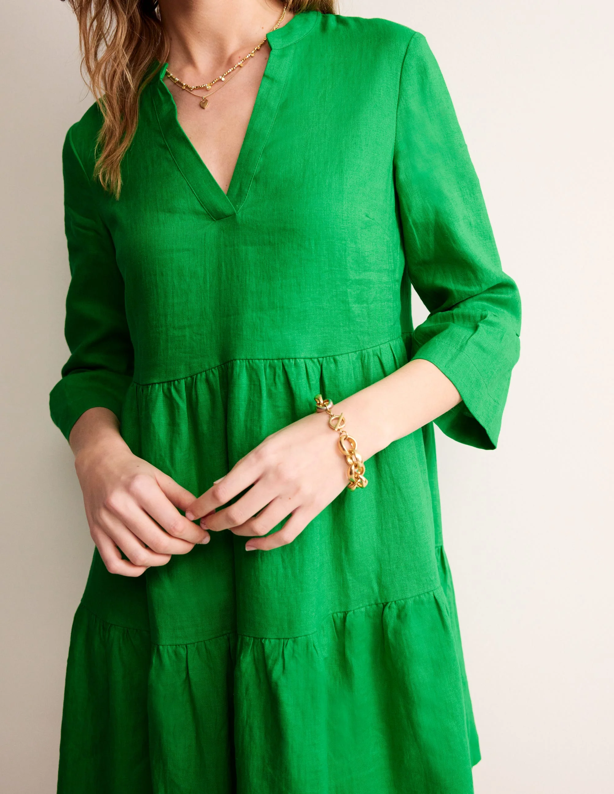 Sophia Linen Short Dress-Bright Green - Image 2