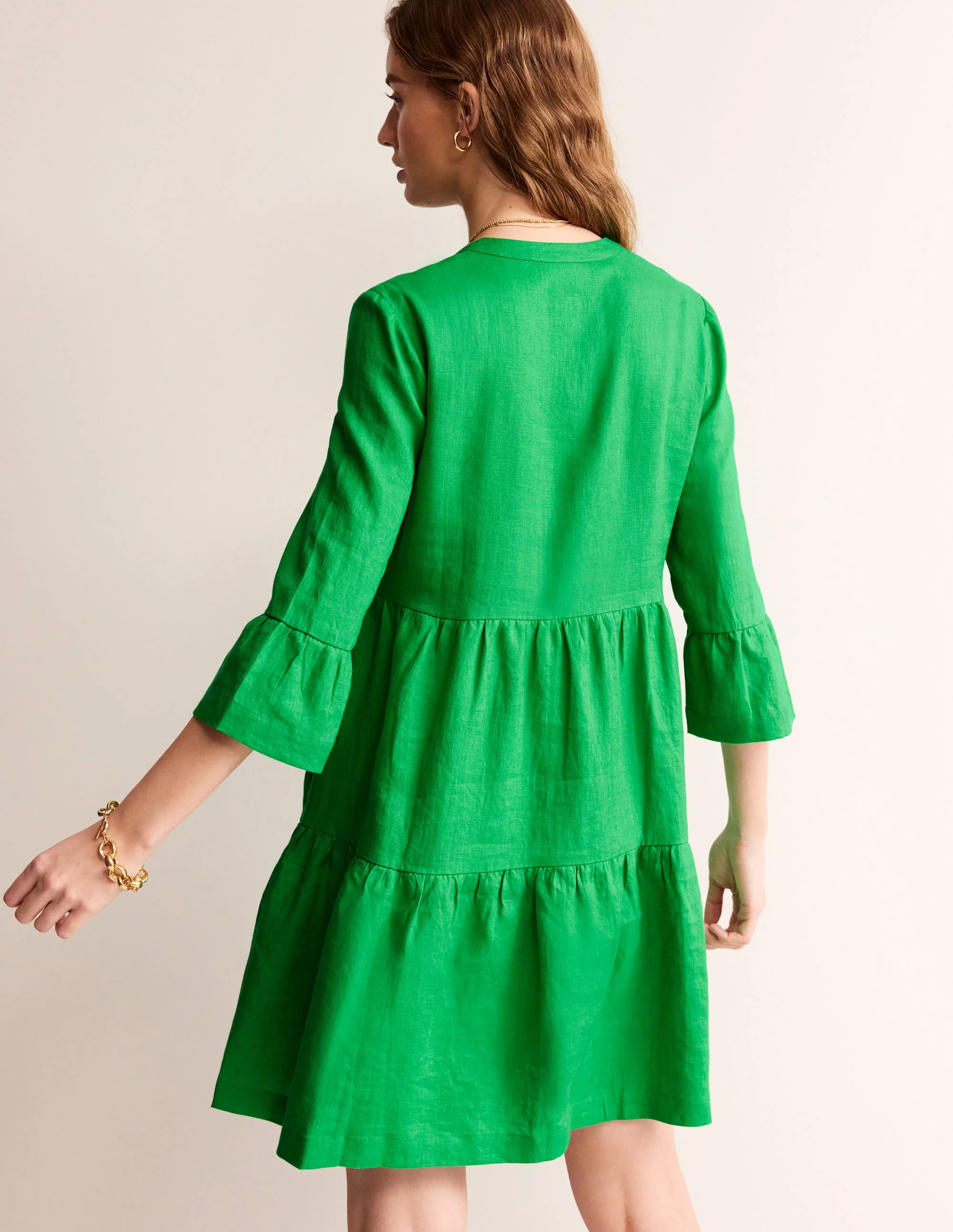 Sophia Linen Short Dress-Bright Green - Image 3