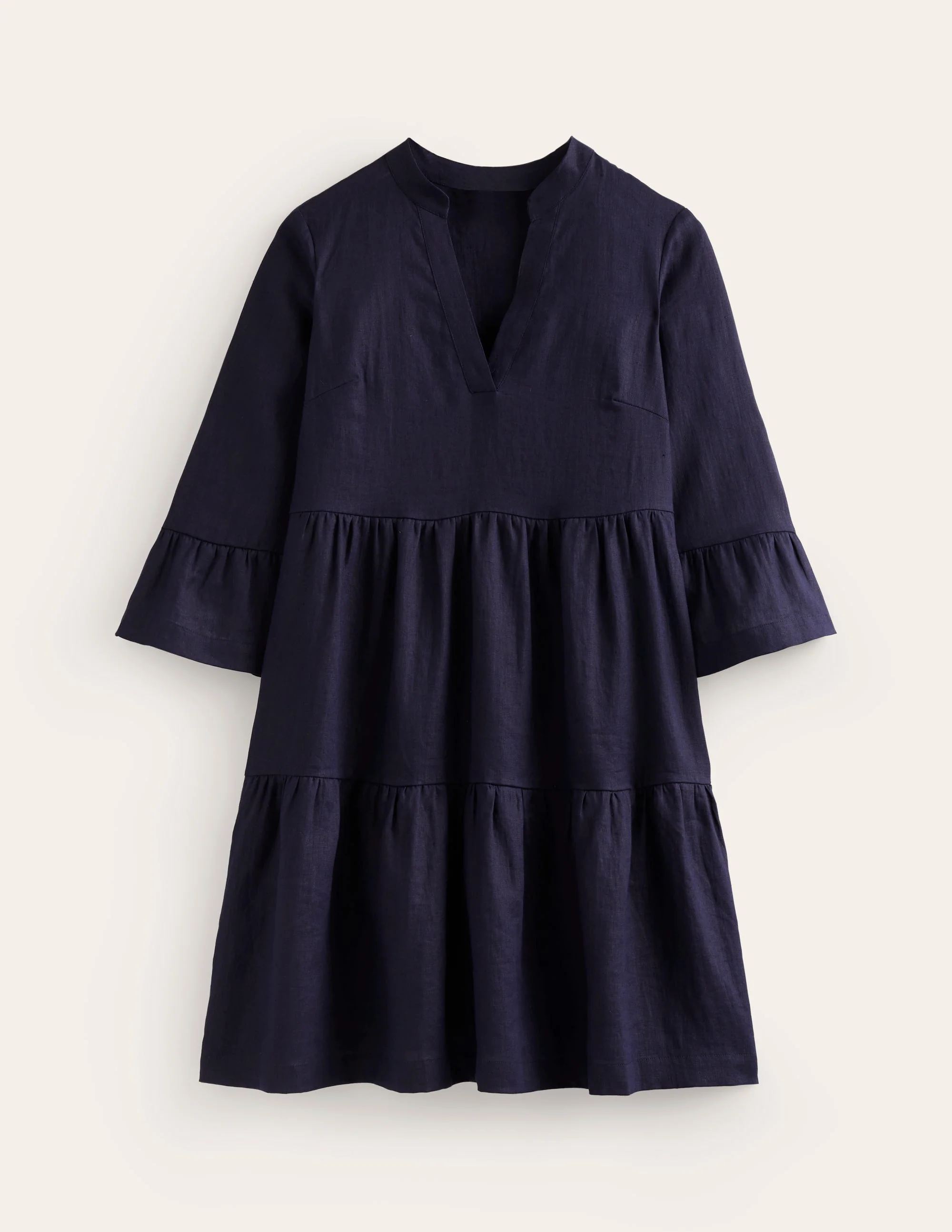 Sophia Linen Short Dress-Navy - Image 5