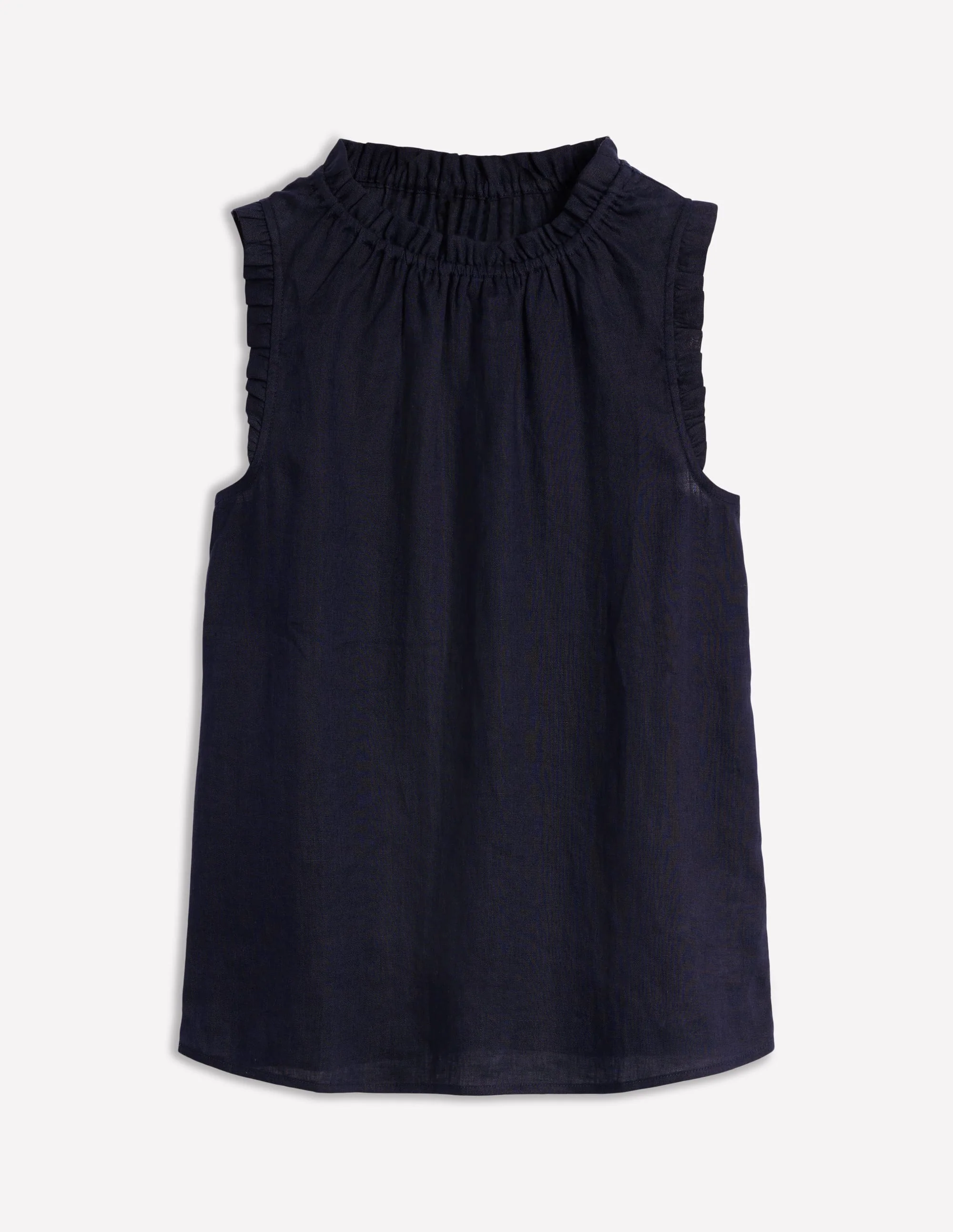 Sophie Ruffle Linen Top-Navy - Image 5