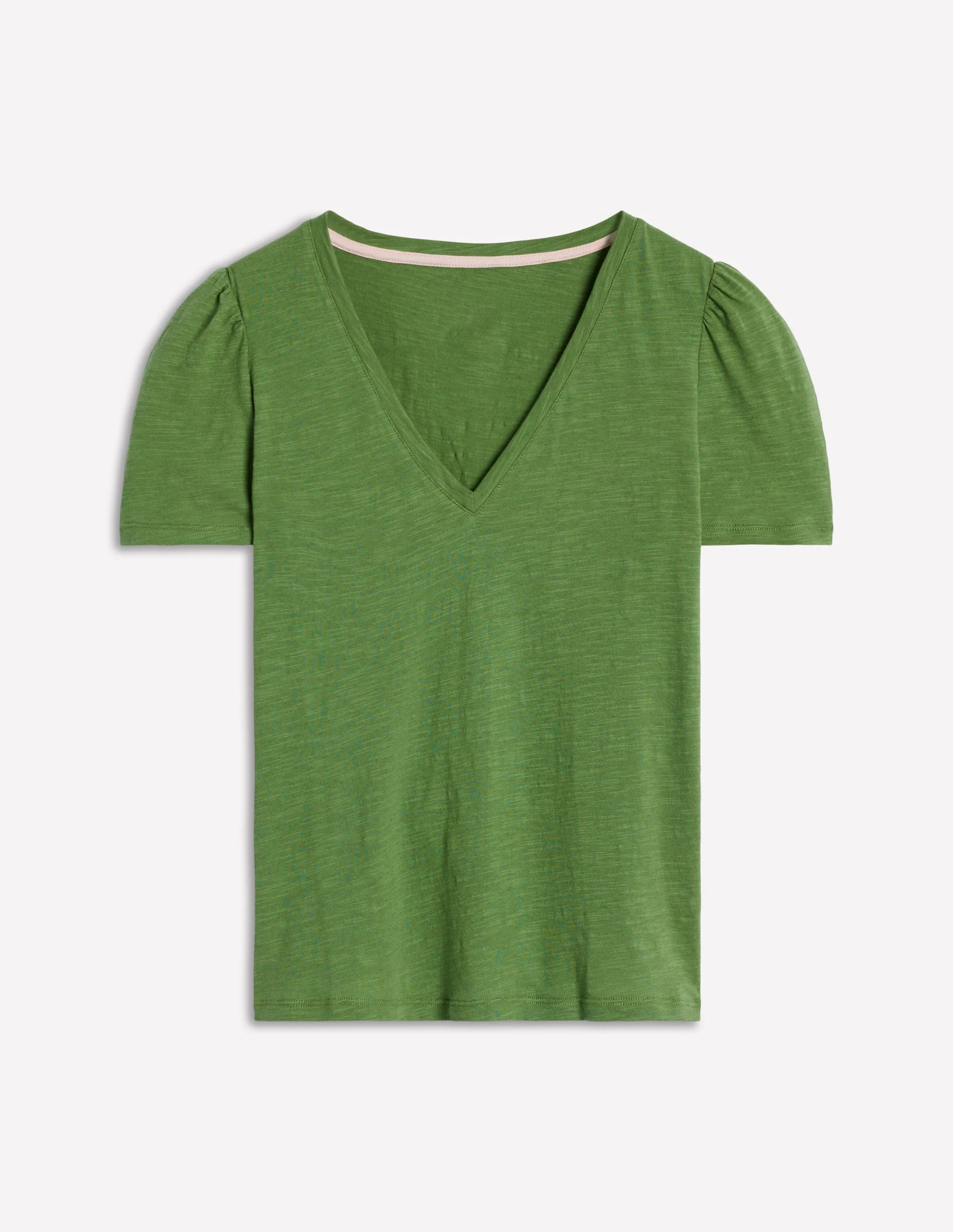 Sophie V-neck Slub T-shirt-Safari Green - Image 2
