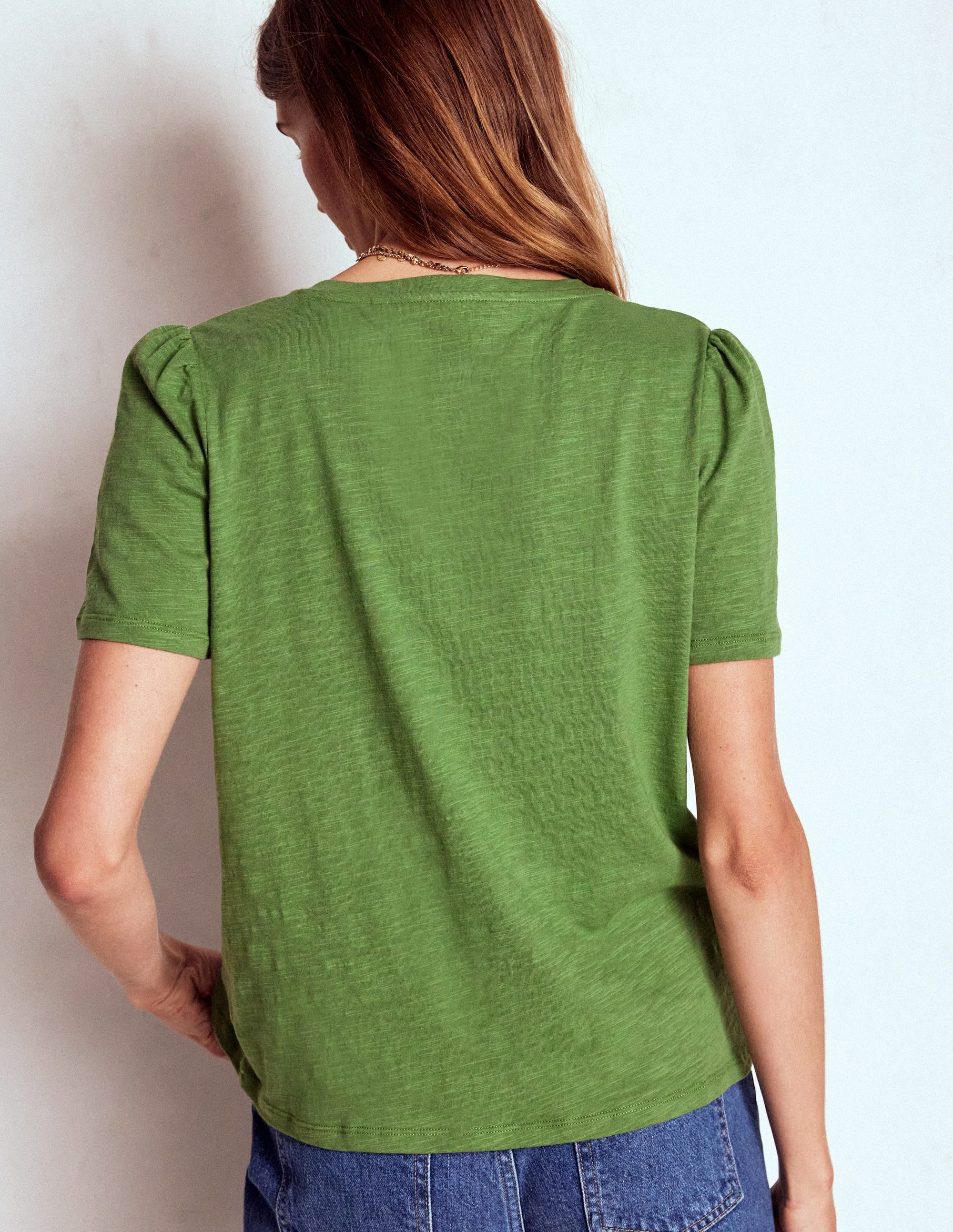 Sophie V-neck Slub T-shirt-Safari Green - Image 4