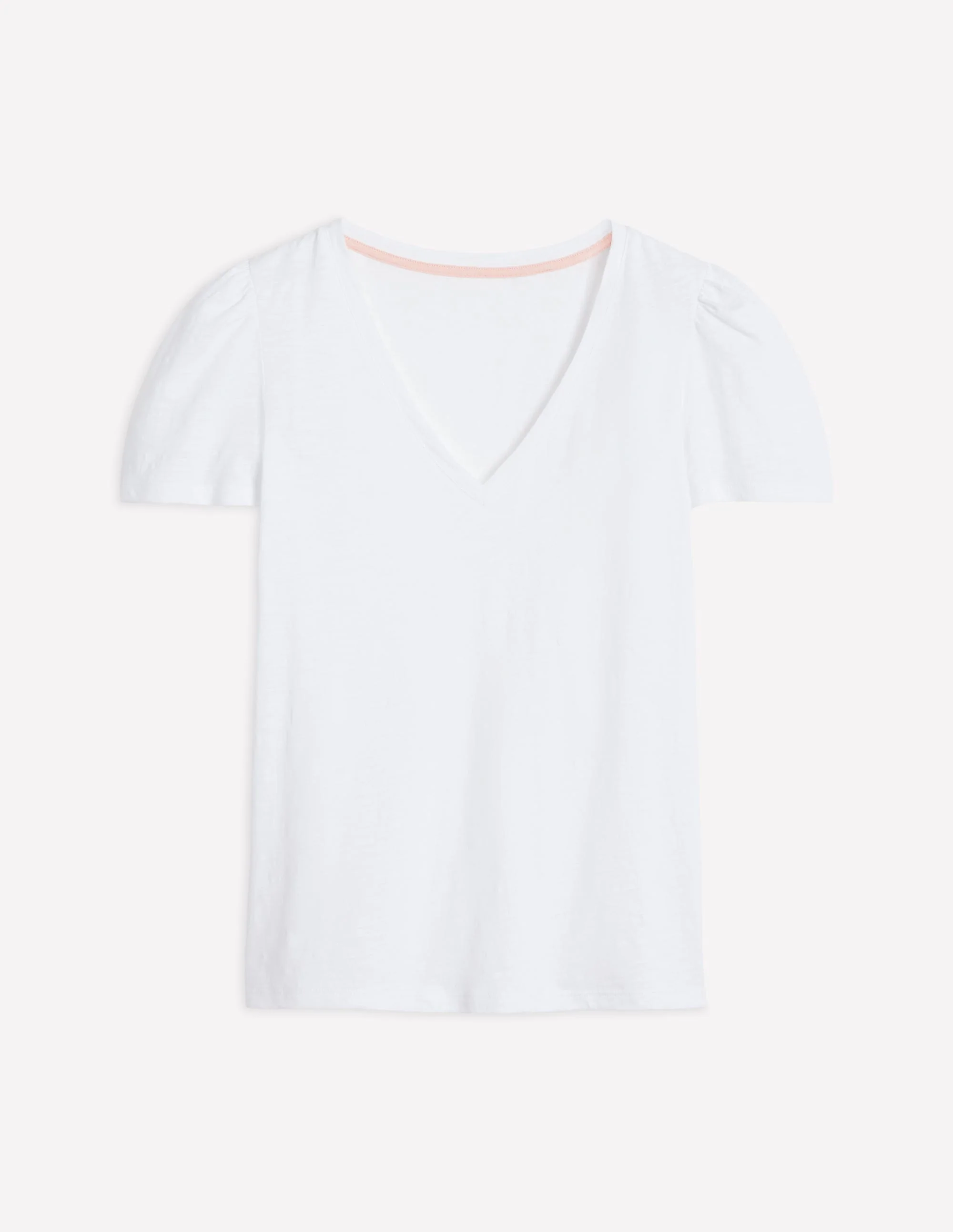 Sophie V-neck Slub T-shirt-White - Image 6