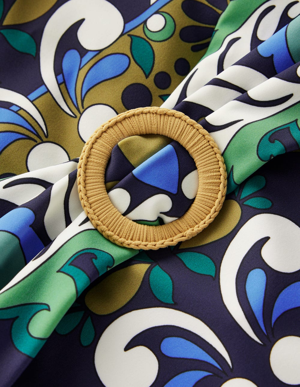 Sorrento Hoop Sash Swimsuit-French Navy, Bloom Tapestry - Image 7