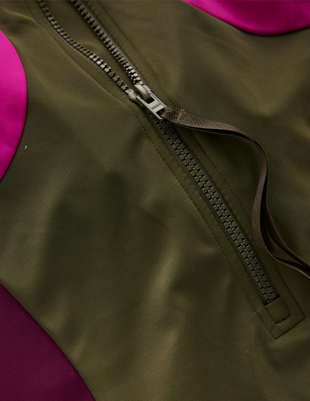 Sporty Rash Guard Swimsuit-Khaki, Colourblock - Image 7