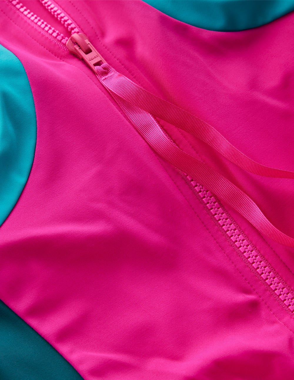 Sporty Rash Guard Swimsuit-Pink, Colourblock - Image 7