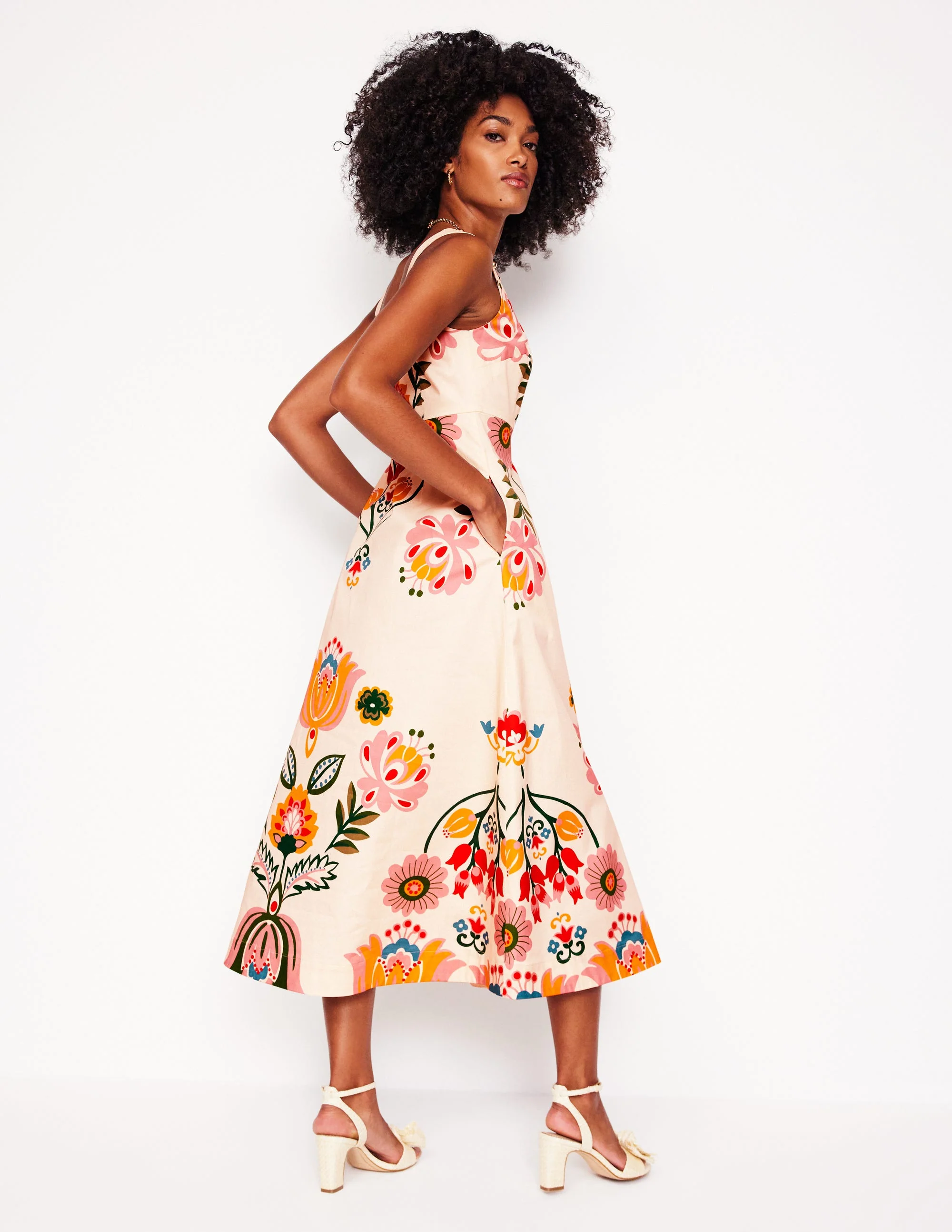 Square Fit & Flare Dress-Ivory, Tulip Fusion - Image 3