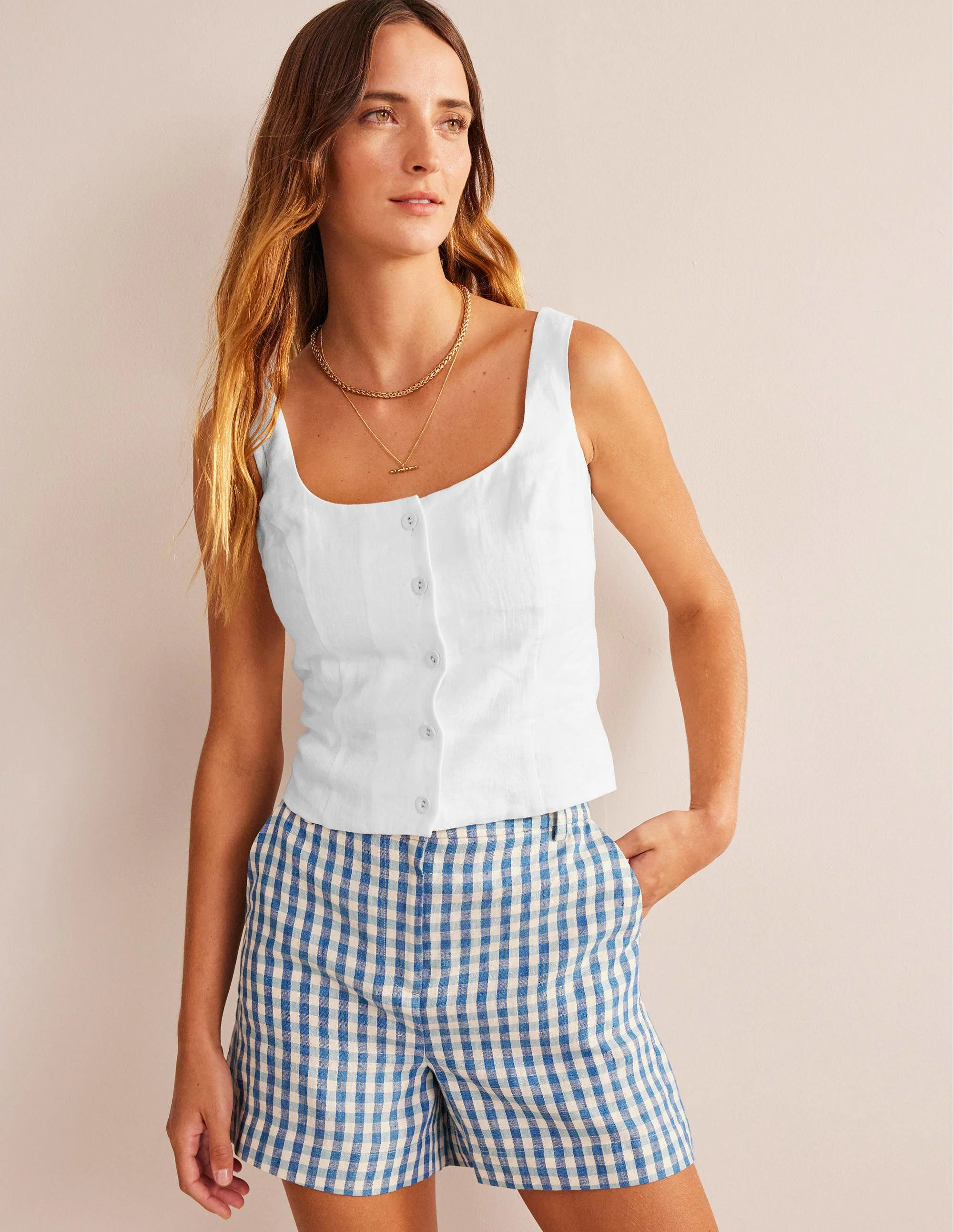 Square Neck Button Top-White - Image 4