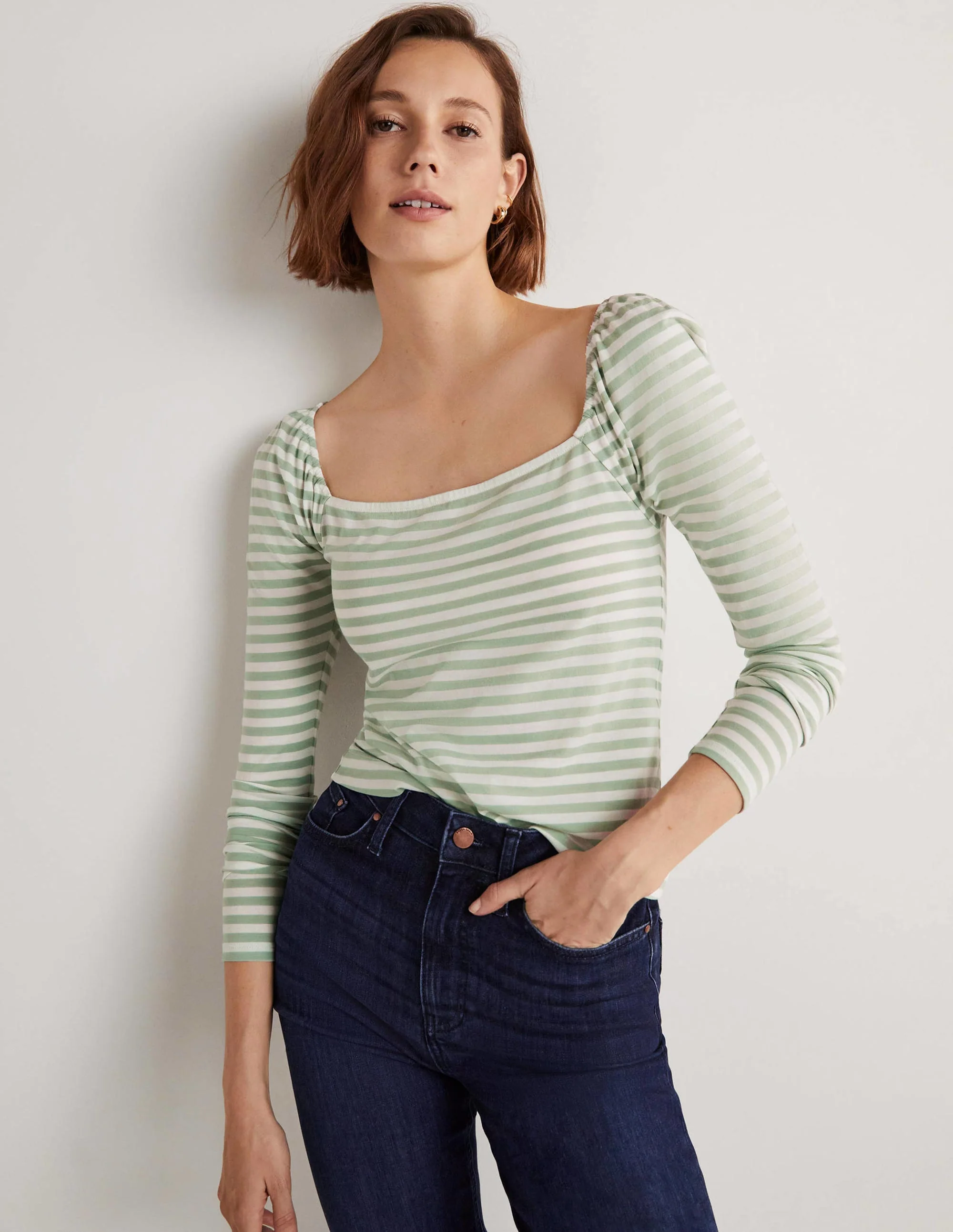 Square Neck Jersey Top-Jadeite Green - Image 5