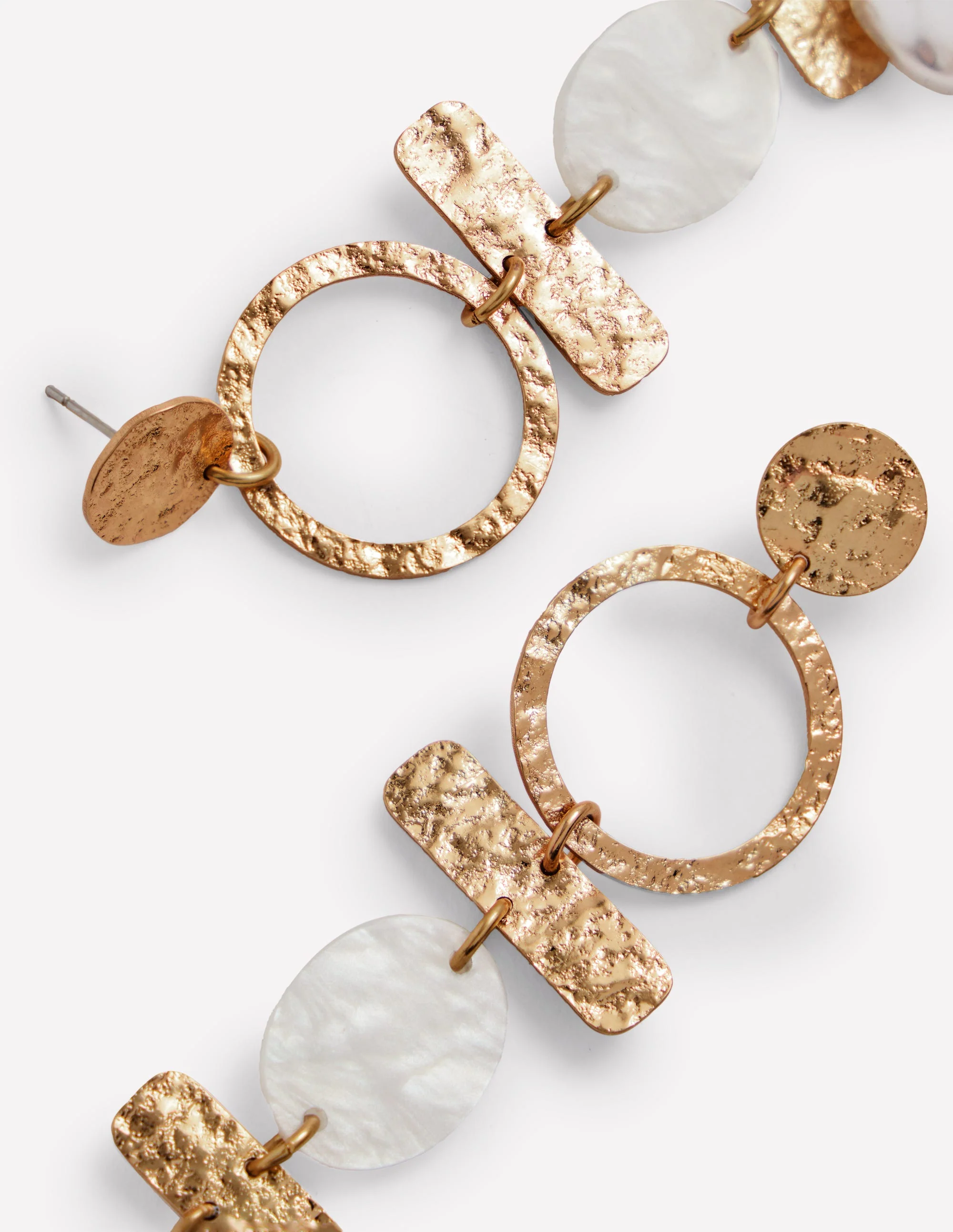 Statement Drop Earrings-Gold Colour/ Faux Pearl - Image 3