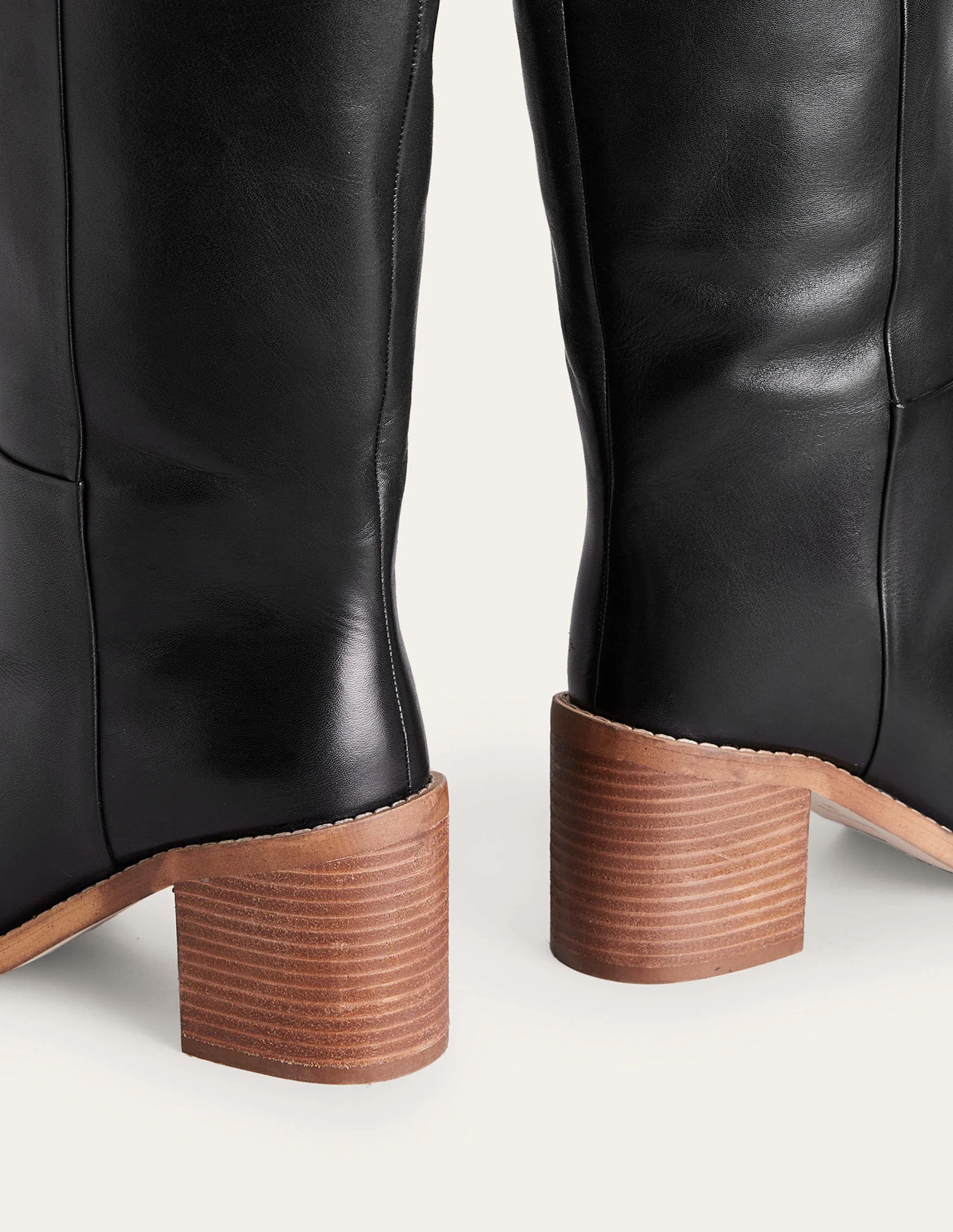 Straight Leather Knee Boots-Black - Image 5