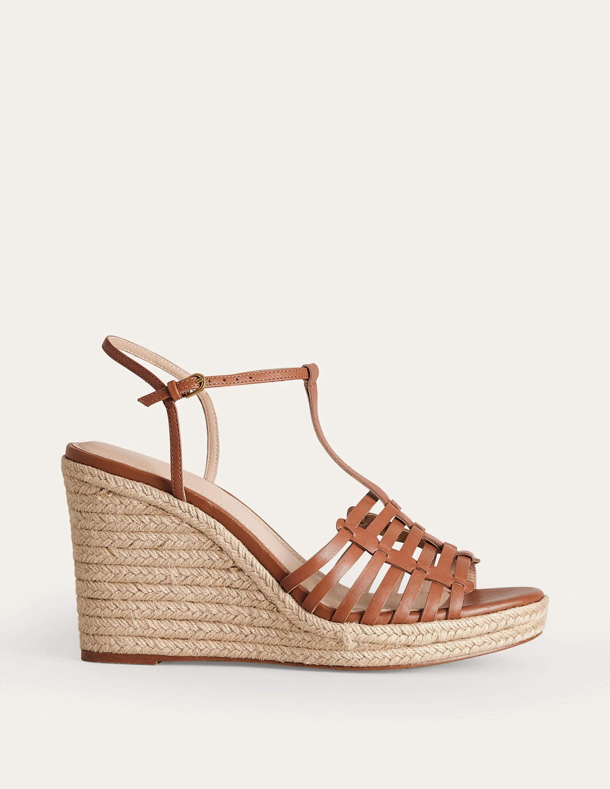 Strappy Espadrille Wedges-Tan - Image 3